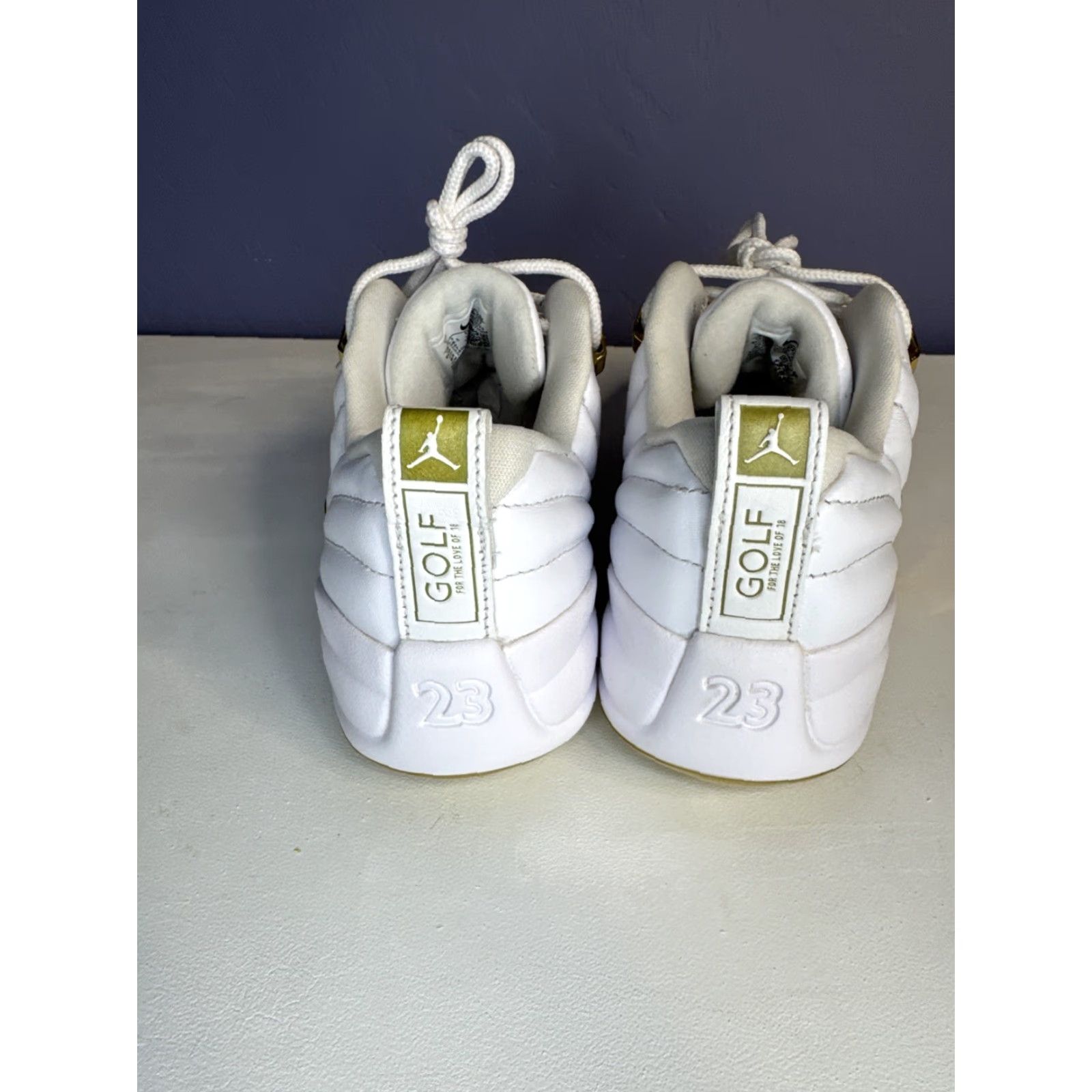 Jordan Brand Nike Air Jordan 12 Golf Low MASTERS EDITION White Gold Men’s Sz 6 XII Size US 8 / EU 41 - 6 Thumbnail