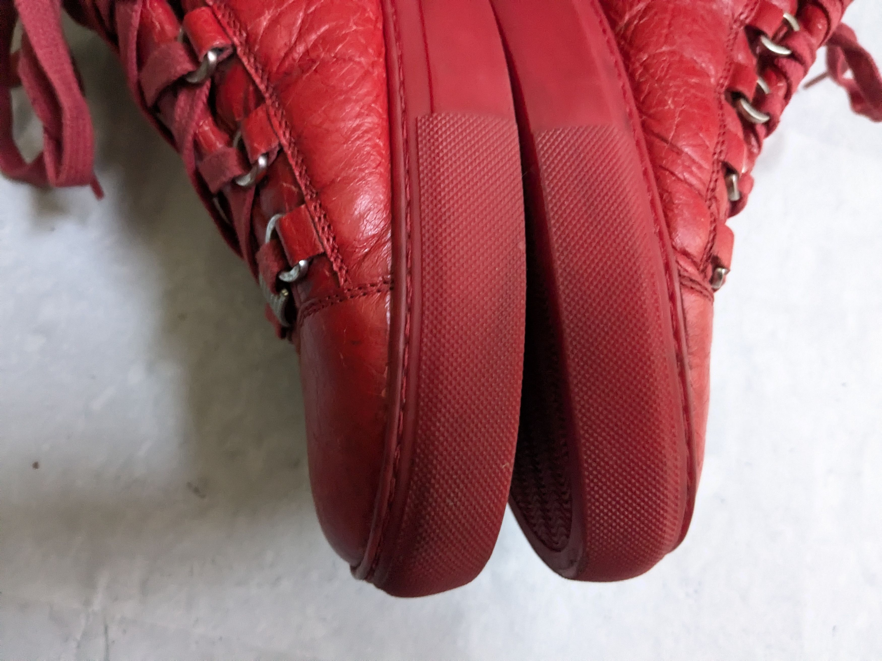 Balenciaga Balenciaga Arena Sneakers Red 12 High Top Leather Size US 12 / EU 45 - 10 Thumbnail