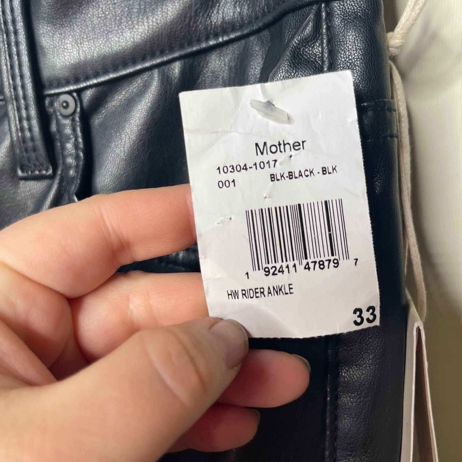 MOTHER NWT MOTHER Denim Rider High-Rise Faux-Leather Ankle Pants Size 33" - 3 Thumbnail