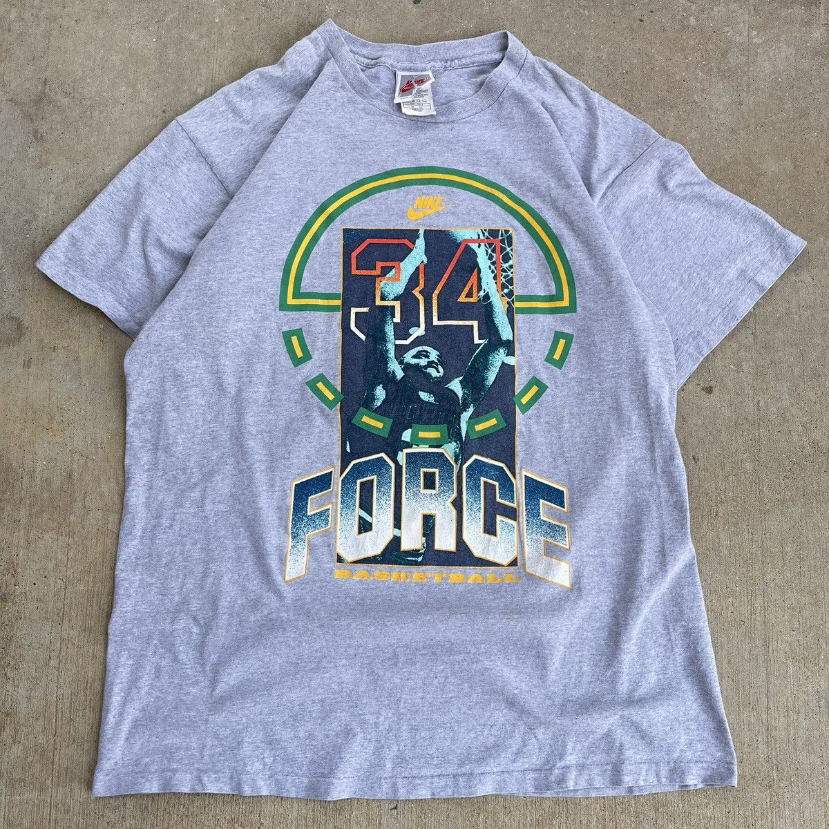 Nike Vintage 90s Nike Force Charles Barkley Basketball Tee Grey Size US XL / EU 56 / 4 - 1 Thumbnail
