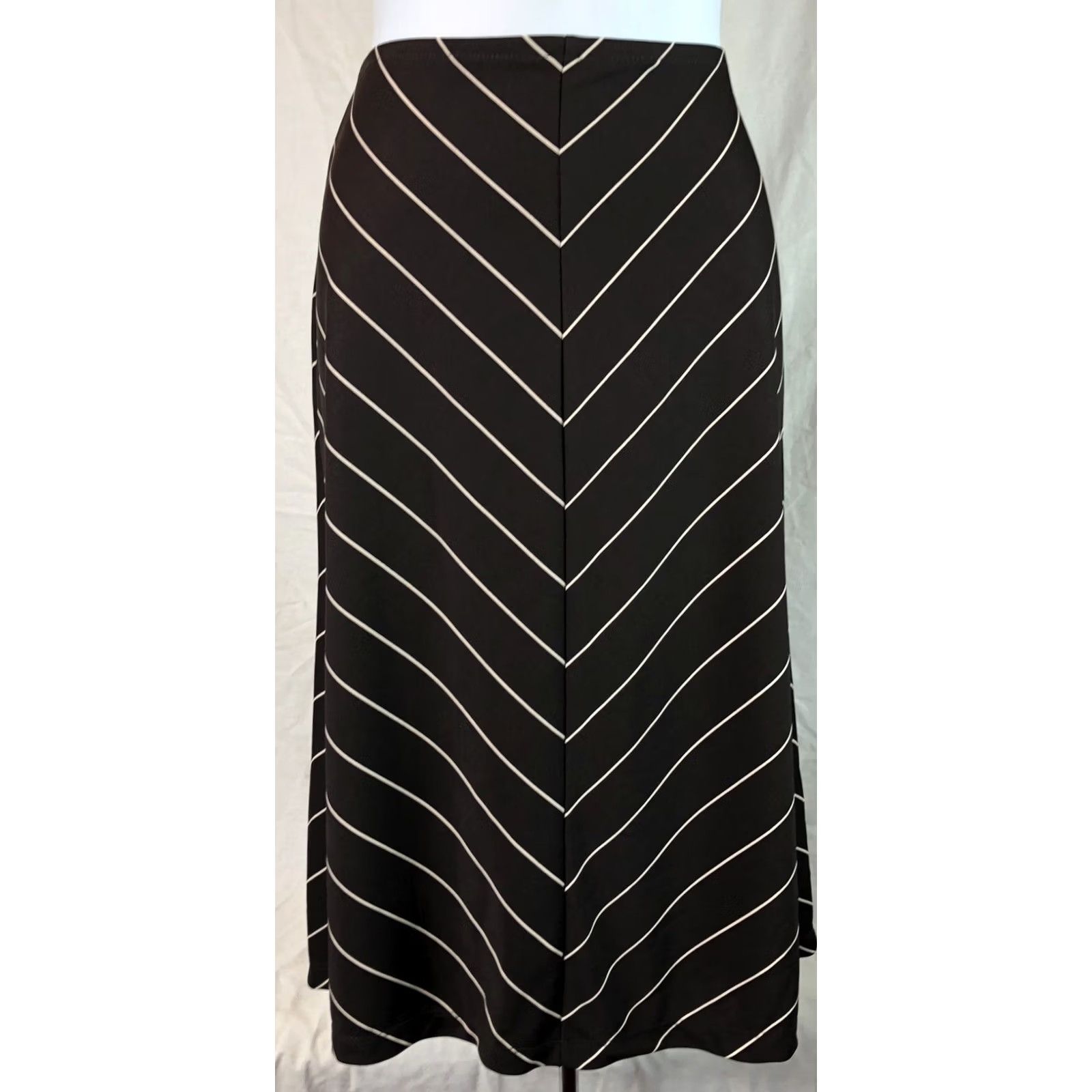Vintage VINTAGE NYC Skirt S Brown Stripe A Line 27”W Midi Flare Office Goth Bohemian 90s Womens Size 28" / US 6 / IT 42 - 7 Thumbnail