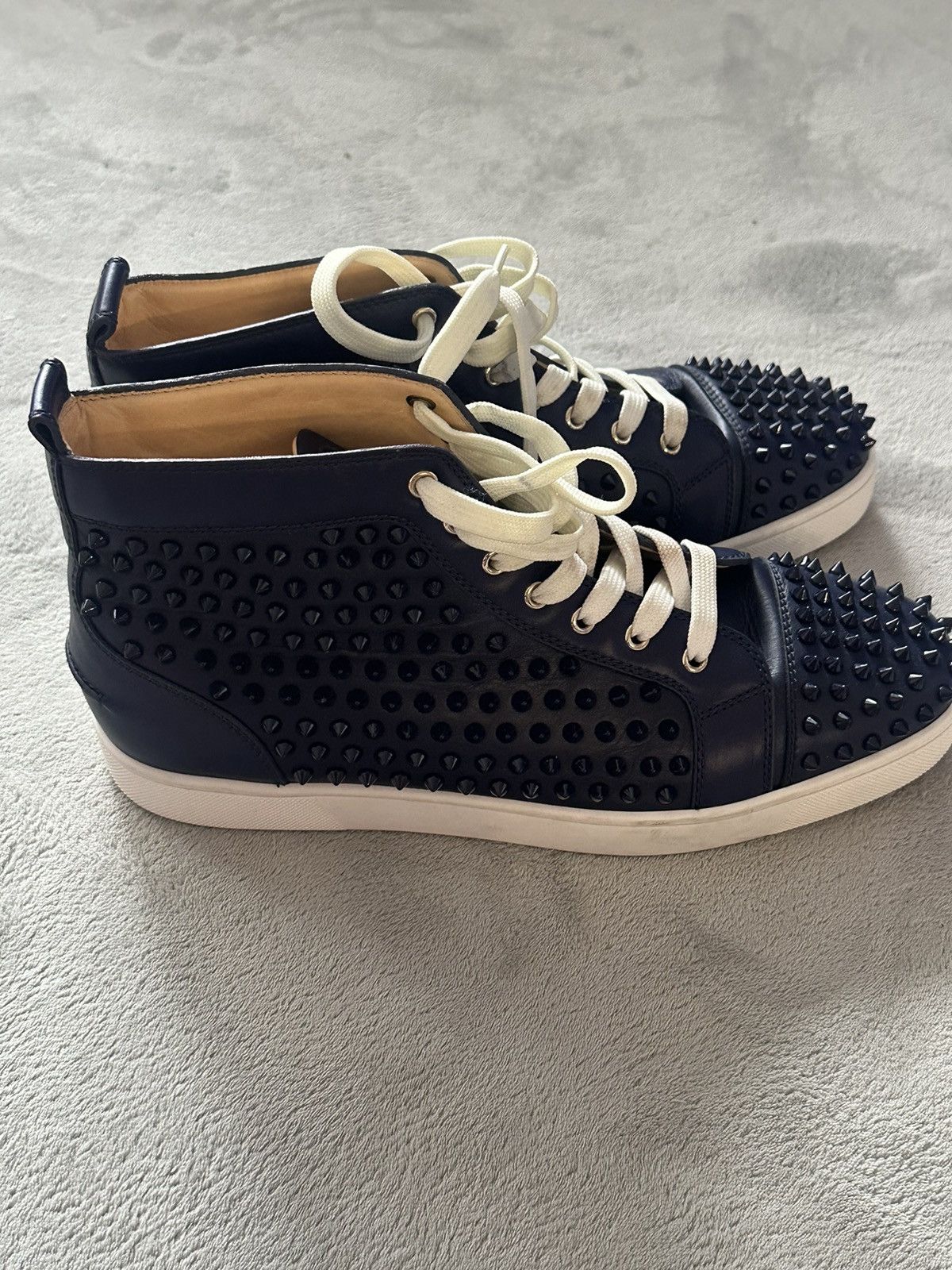 Christian Louboutin Christian Louboutin Navy Blue Spike Sneakers Size US 11.5 / EU 44-45 - 3 Thumbnail