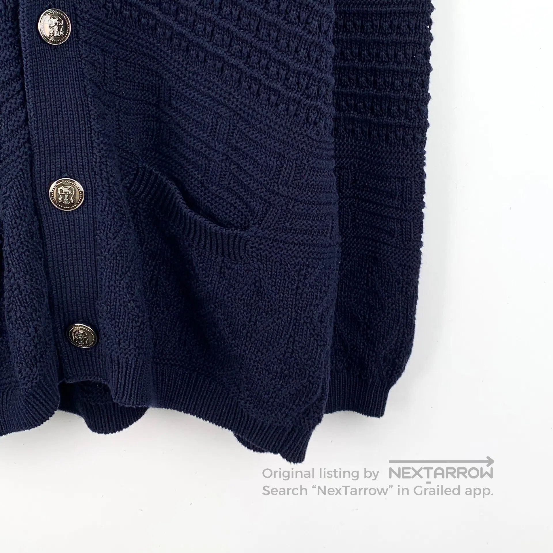 Brunello Cucinelli Brunello Cucinelli Dark Blue Jacquard Cotton Collar Single Size US L / EU 52-54 / 3 - 4 Thumbnail