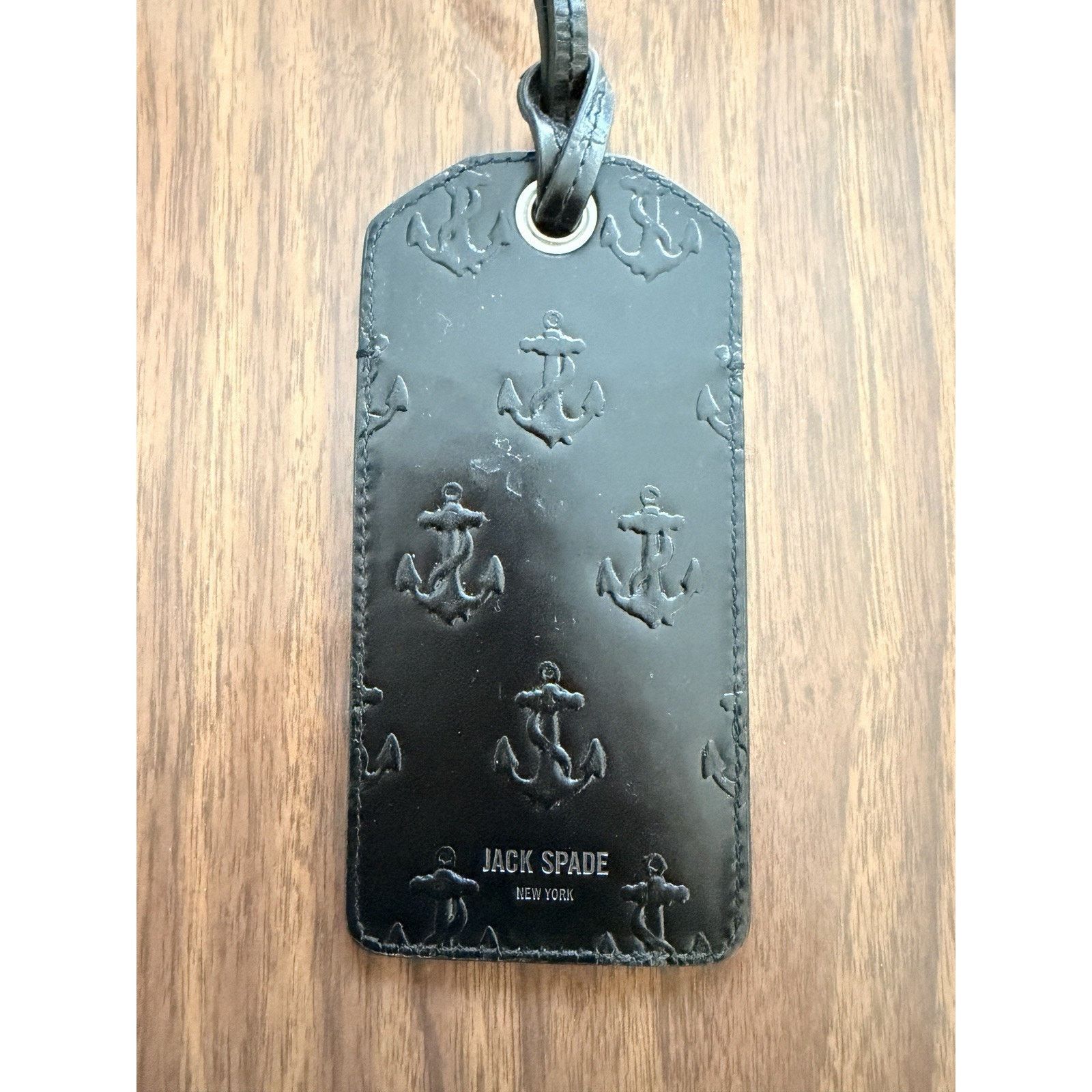 Jack Spade Jack Spade Black Leather Anchor Luggage Tag w/ ID Window Size ONE SIZE - 1 Thumbnail