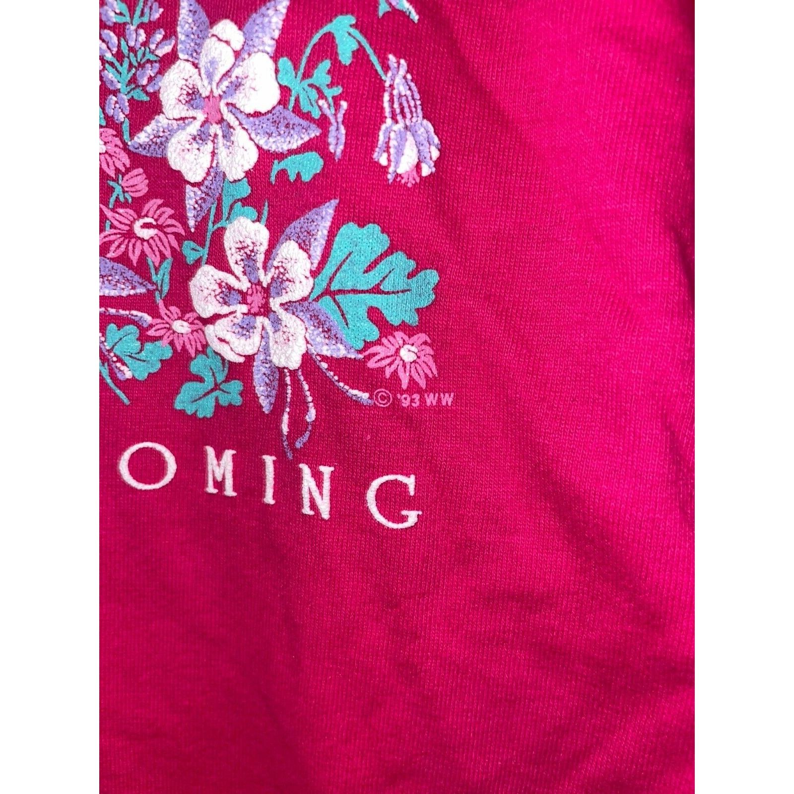 Jerzees Vintage Wyoming Shirt Destination Flower Pink Shirt Large WY Size US L / EU 52-54 / 3 - 4 Thumbnail