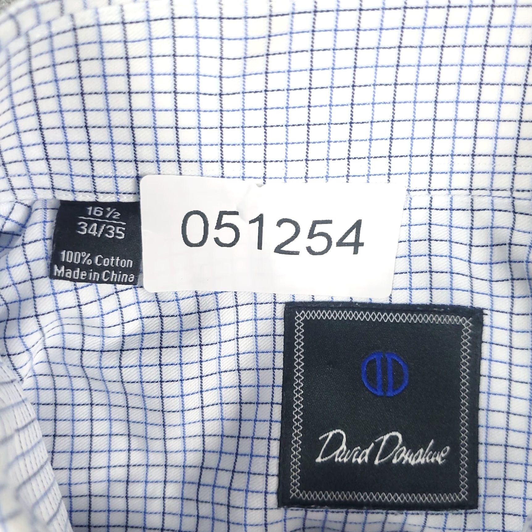 David Donahue VINTAGE David Donahue Dress Shirt Mens Size 16.5 Blue White Check Long Sleeve Button Up Business Casual Formal Size 42R - 6 Thumbnail