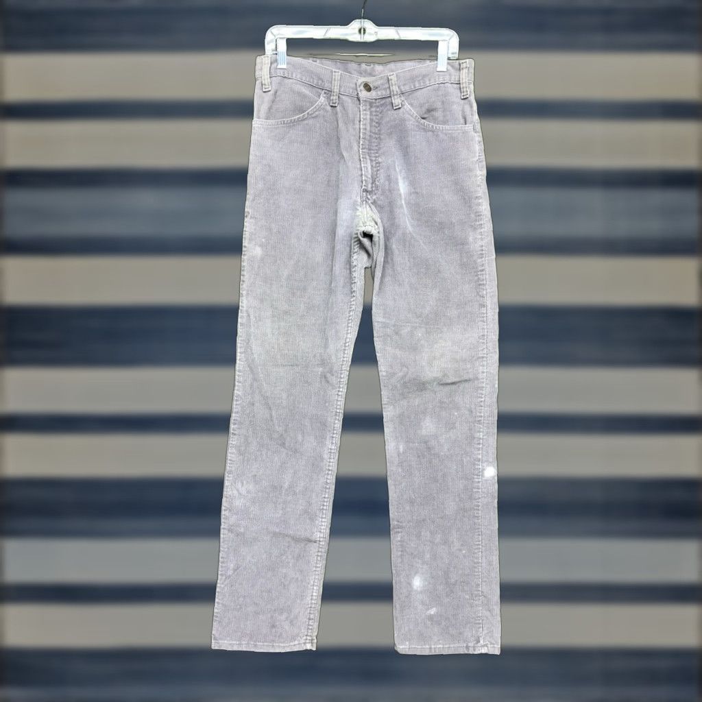 Levi's VINTAGE Levi's 519 Jeans 32x32 Gray Corduroy Pants 519 White Tab USA Made 80s Mens Jeans Size US 32 / EU 48 - 1 Thumbnail