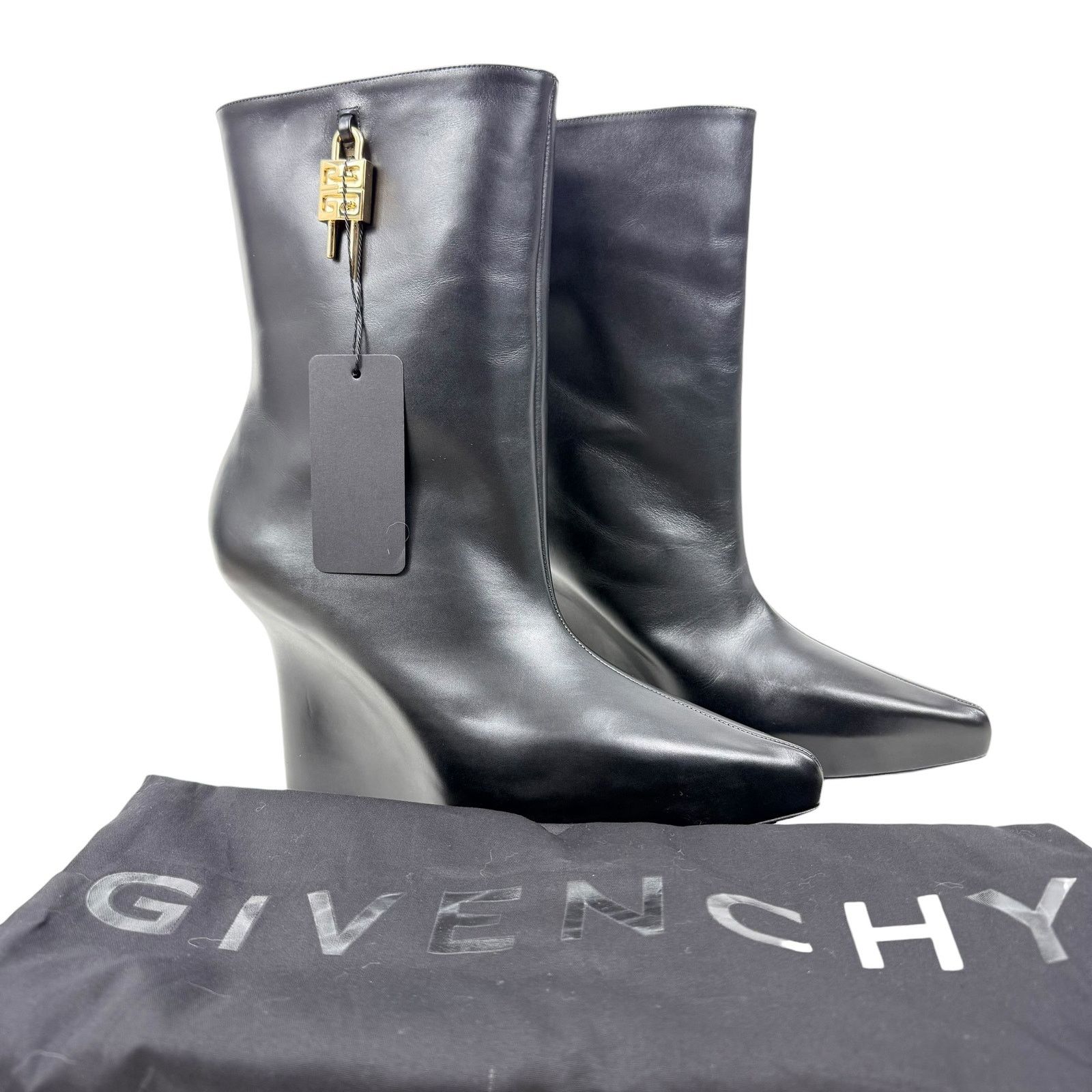 Givenchy New Givenchy Shark Lock Wedge Platform Ankle Boots Black Size US 11 / IT 41 - 2 Thumbnail