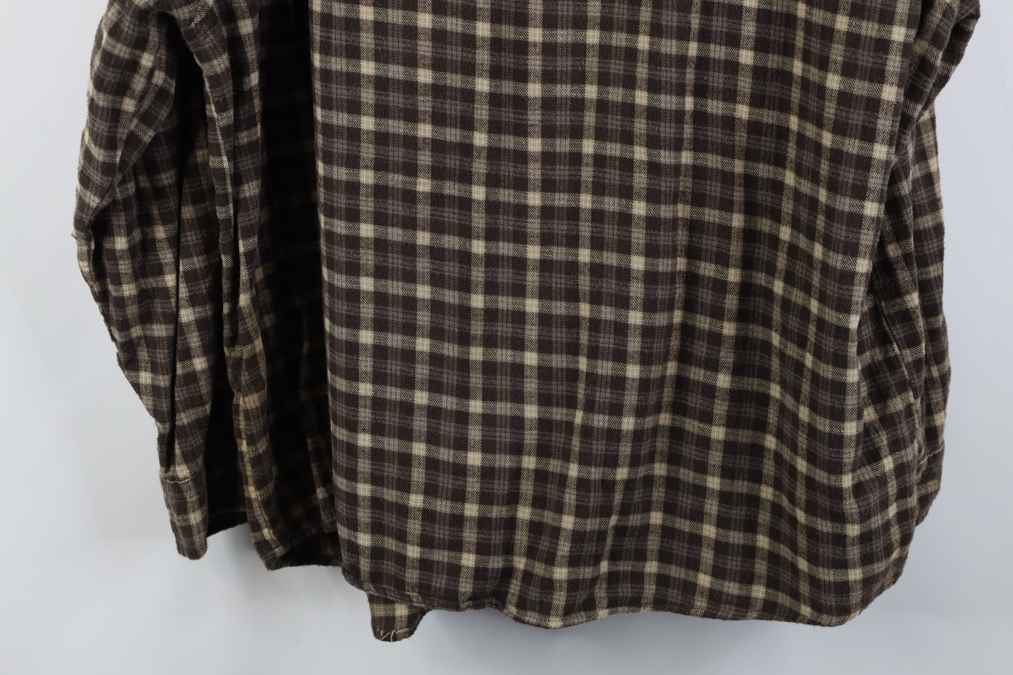 Vintage Vintage 90s Streetwear Collared Button Shirt Brown Plaid Size US XL / EU 56 / 4 - 12 Thumbnail