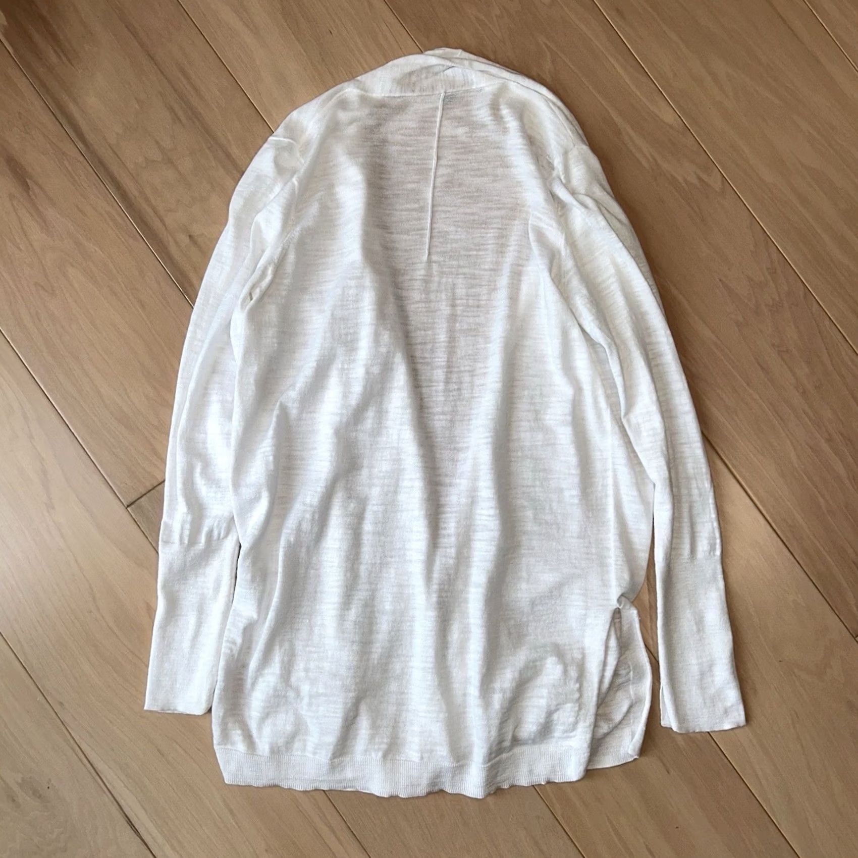 Vintage VINTAGE Margaret O'Leary White Open Front Cardigan Wrap Women’s S Knit Cotton Solid V-Neck Long Sleeve Casual Modern Size S / US 4 / IT 40 - 3 Thumbnail