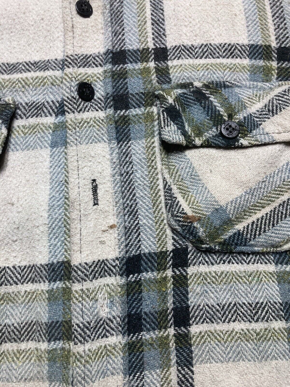Vintage VTG 70s Kmart wool flannel shirt plaid distressed CPO large Size US L / EU 52-54 / 3 - 5 Thumbnail