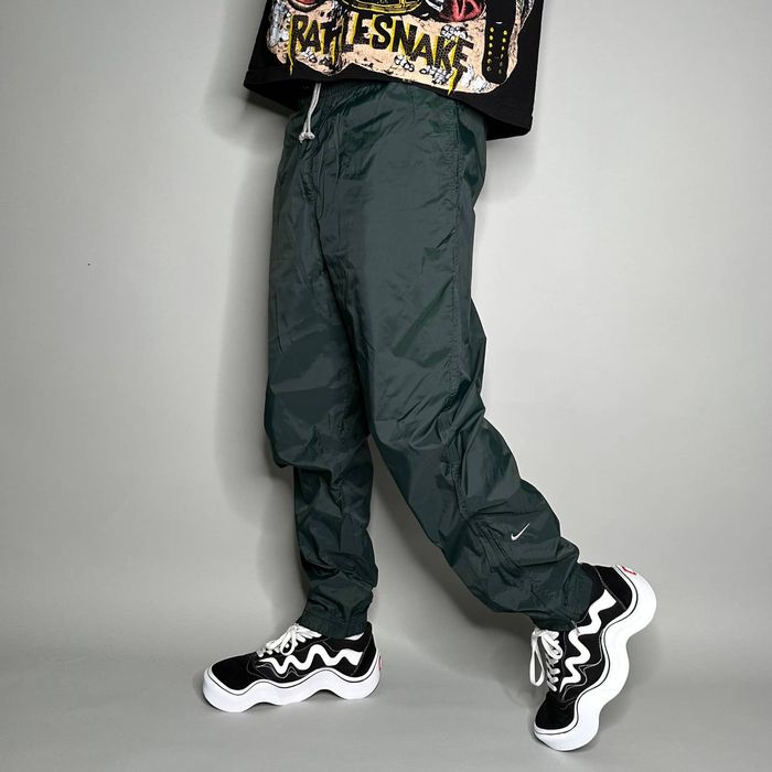 Nike Vintage Nike Track Pants Green Nylon Joggers Calf Swoosh 90s Grailed