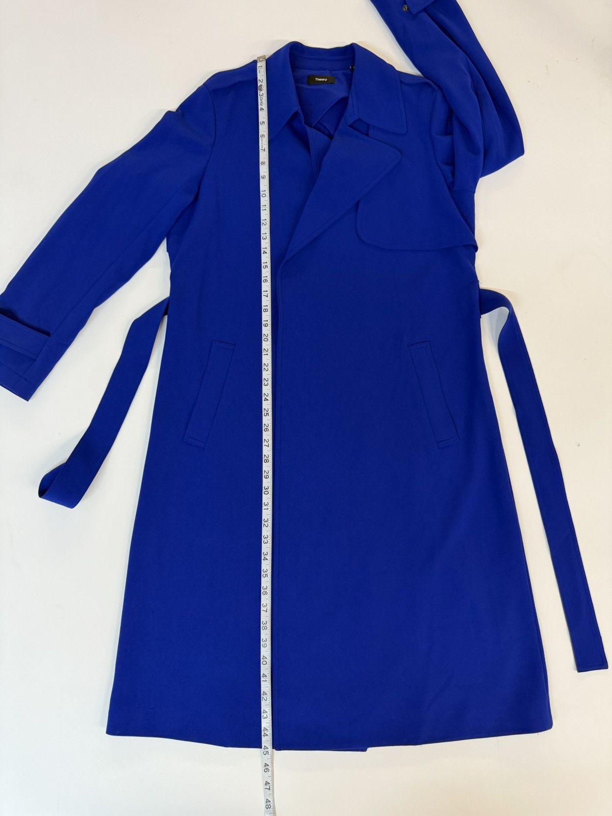 Theory Theory "Oaklane" Trench Coat in Admiral Crepe-Cobalt Blue-L Size L / US 10 / IT 46 - 17 Thumbnail