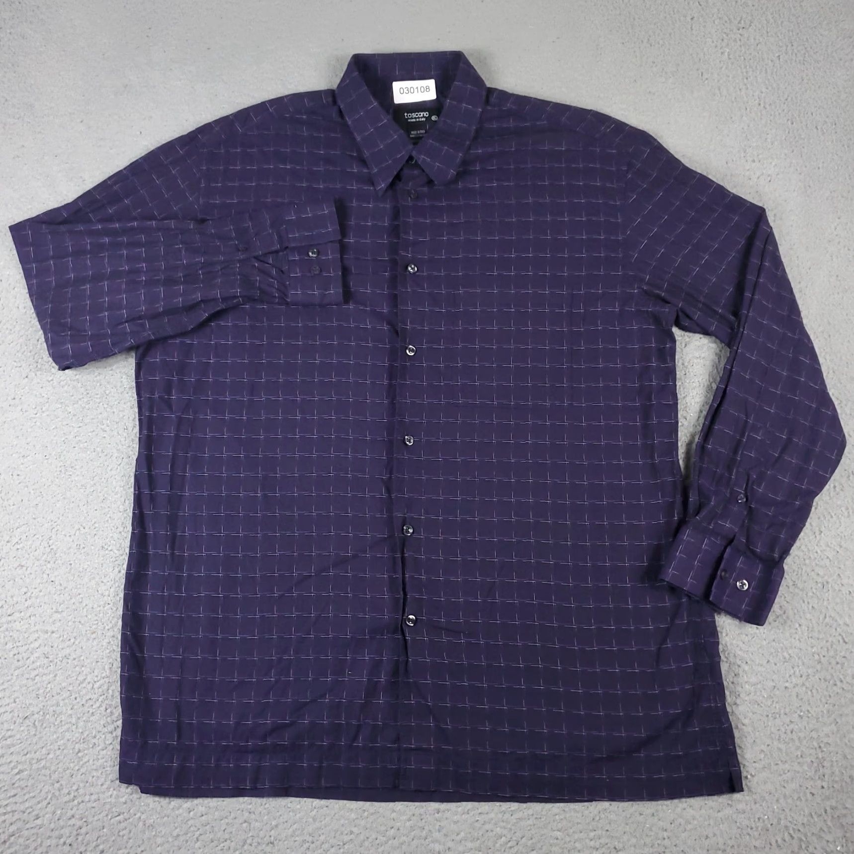 Vintage Toscano Shirt Mens XL Purple Plaid Button-Up Long Sleeve Casual Home, Workwear, Vintage-Not, Regular Fit, Cotton Size US XL / EU 56 / 4 - 2 Thumbnail