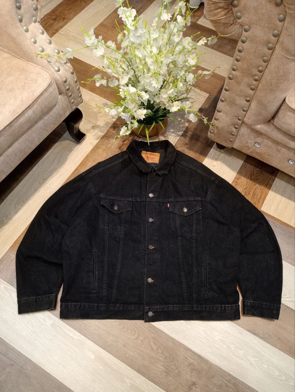 RARE VINTAGE 90s LEVI'S 70507 BLACK DENIM JACKET - SIZE XXL