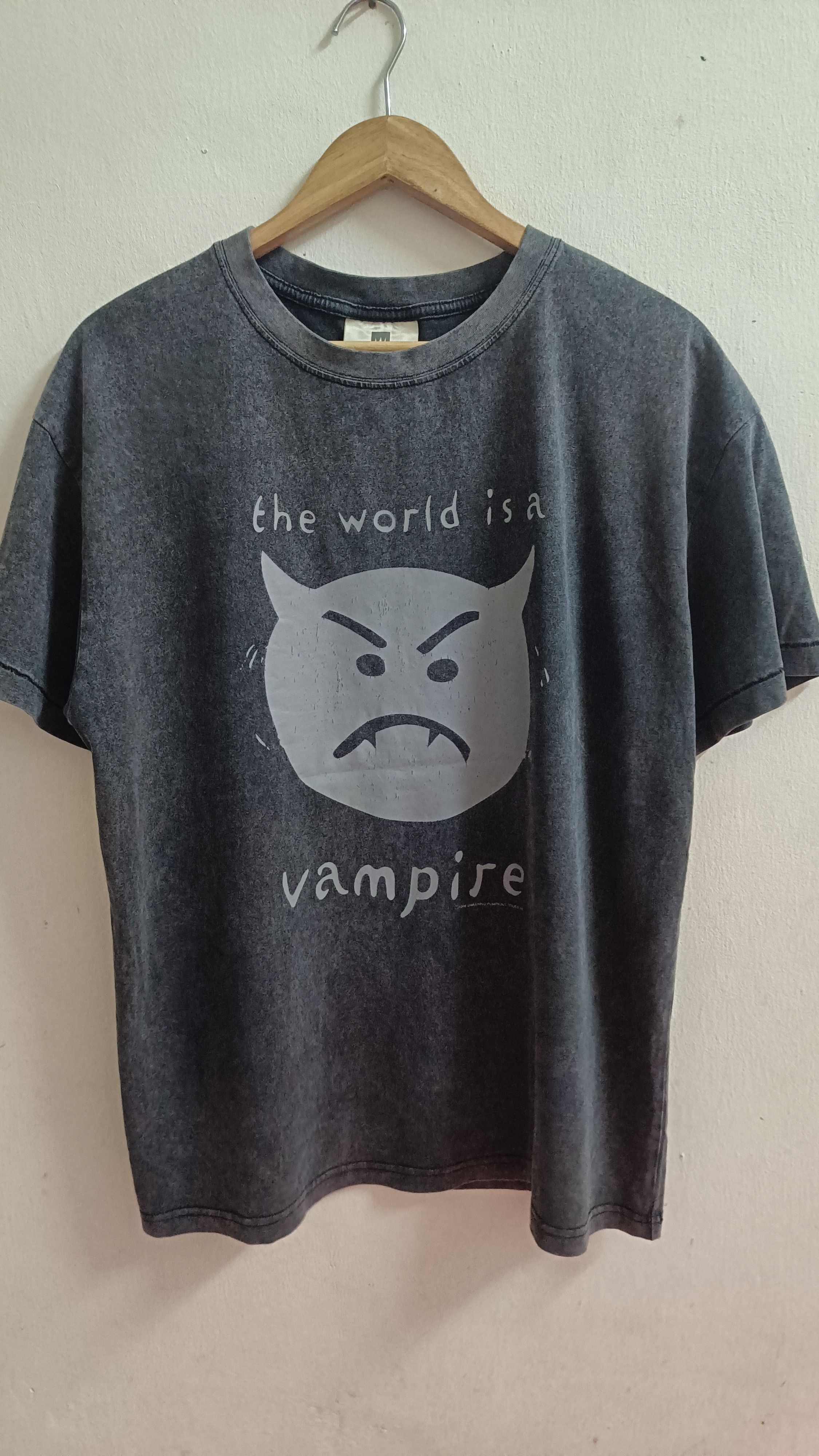 image of Band Tees x Tour Tee Vintage 90's Band The Smashing Pumpkins Tee in Acid Wash Black (Size Medium)