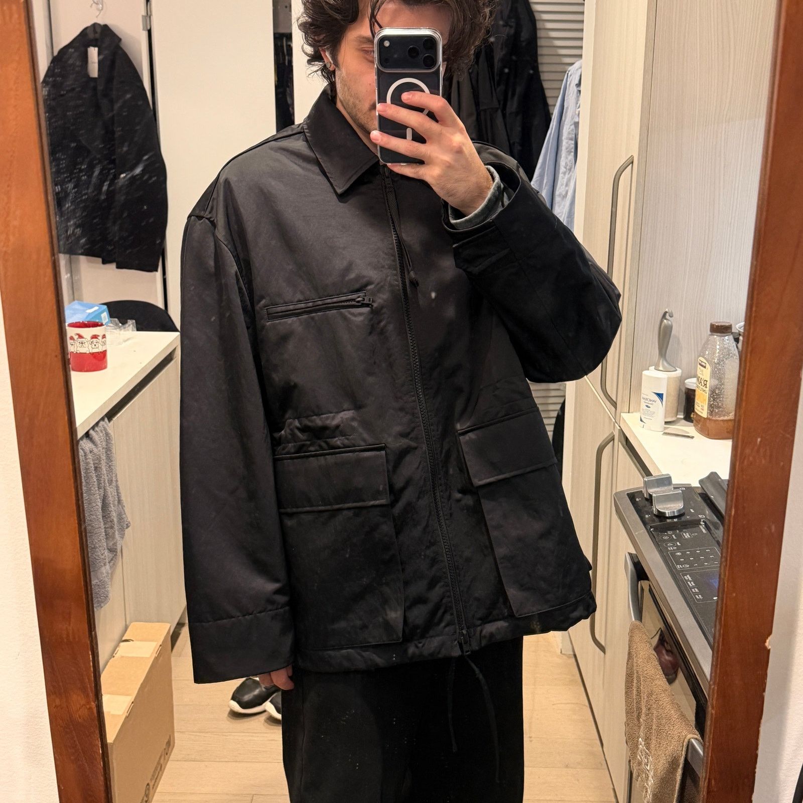 Acne Studios black nylon utility jacket size 46 new with tag