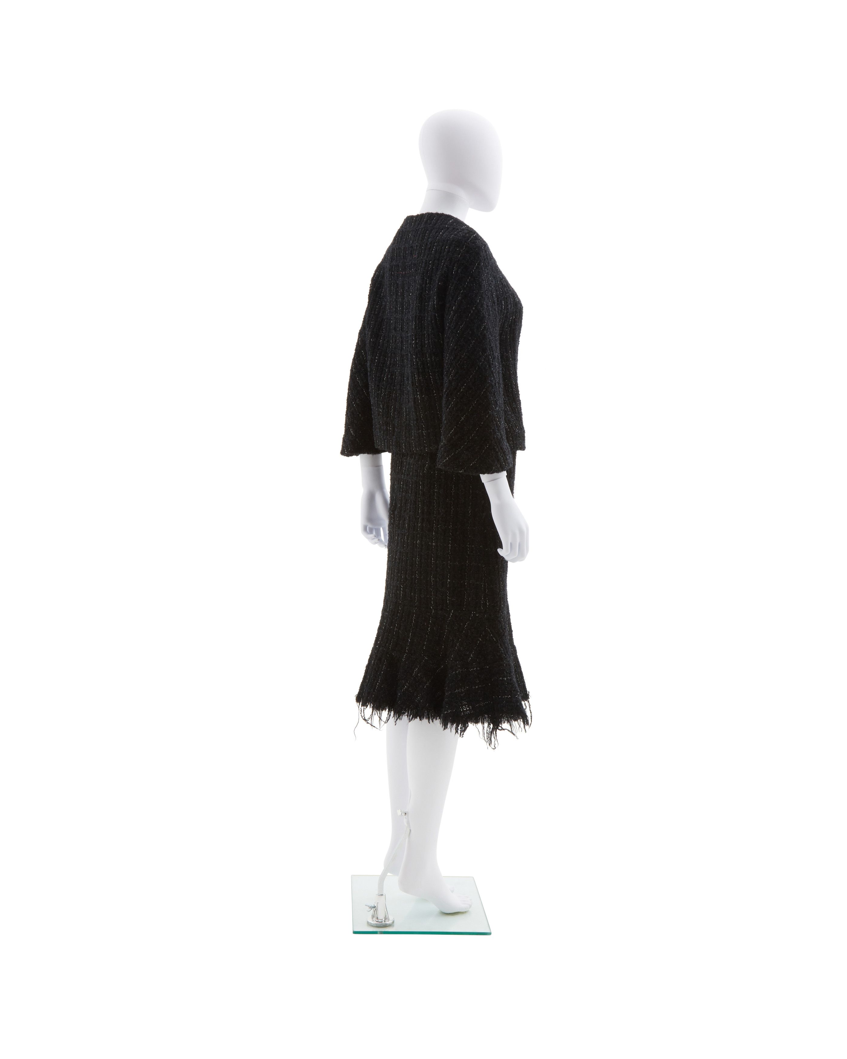 Junya Watanabe F/W 2003 black fringe tweed jacket & skirt set Size M / US 6-8 / IT 42-44 - 4 Thumbnail