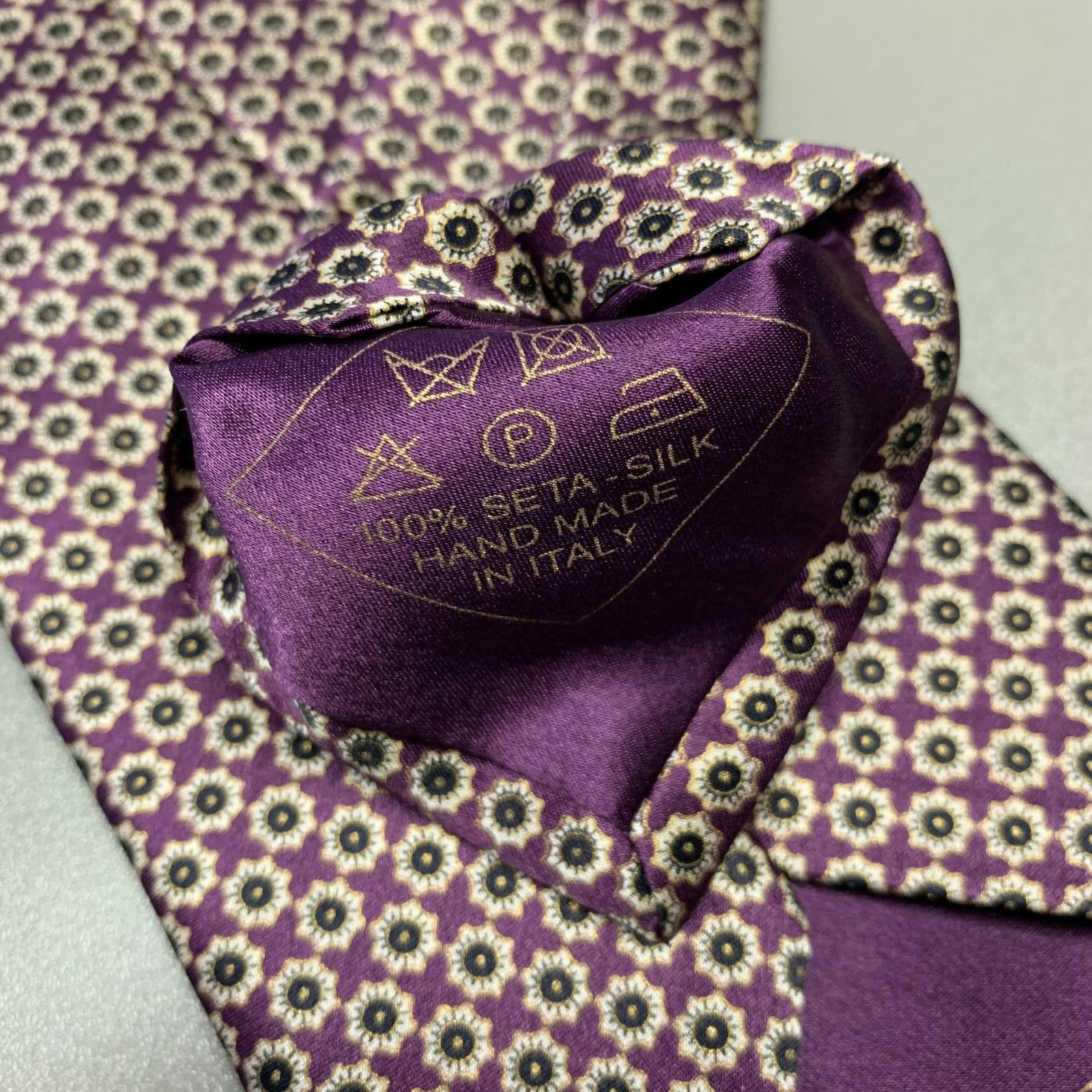 Brioni BRIONI Purple Tan Floral Silk Tie Size ONE SIZE - 3 Thumbnail