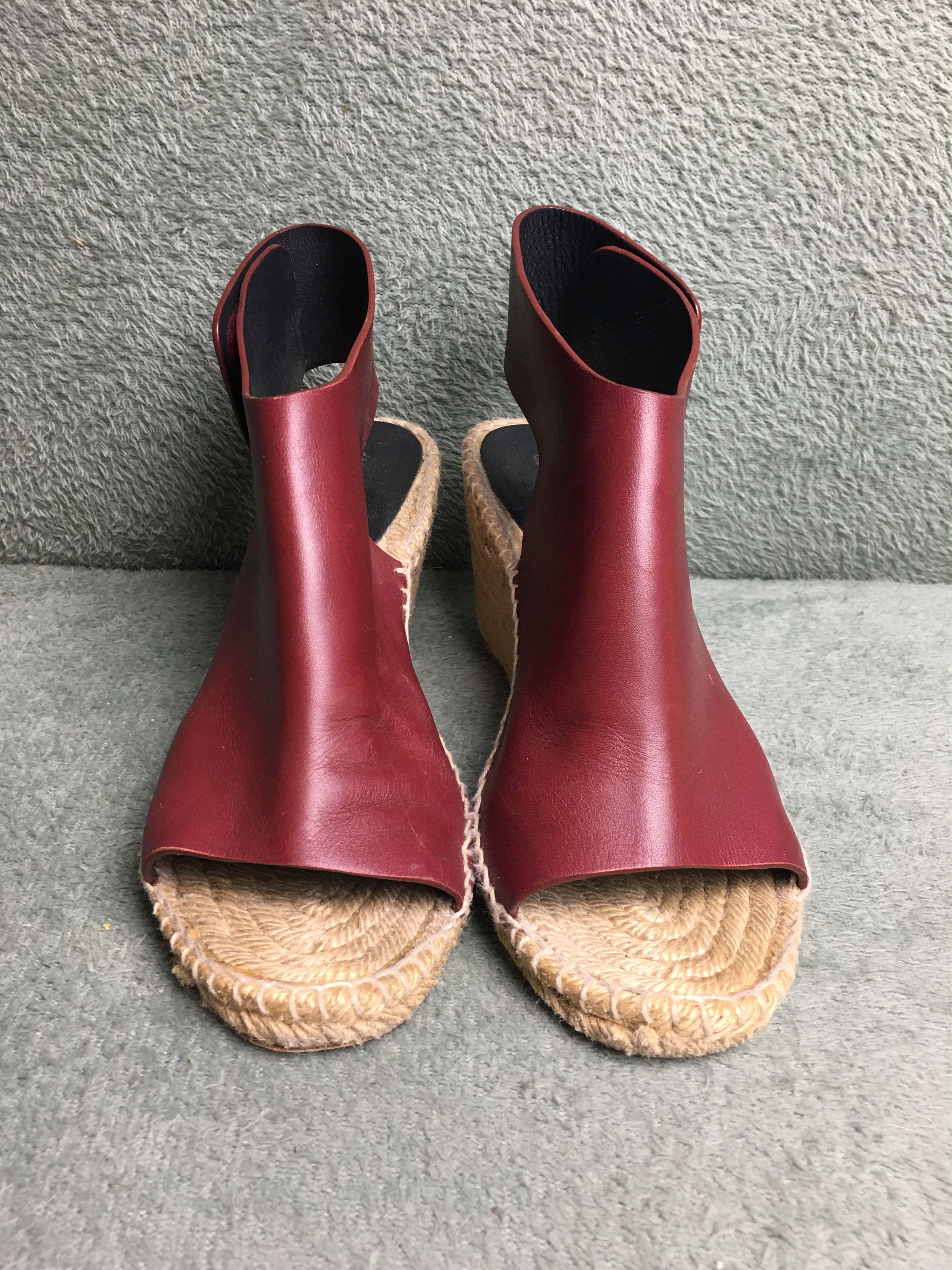 Celine Celine Burgundy Leather Wedge Espadrilles Sandals Size 39 Size US 9 / IT 39 - 5 Thumbnail