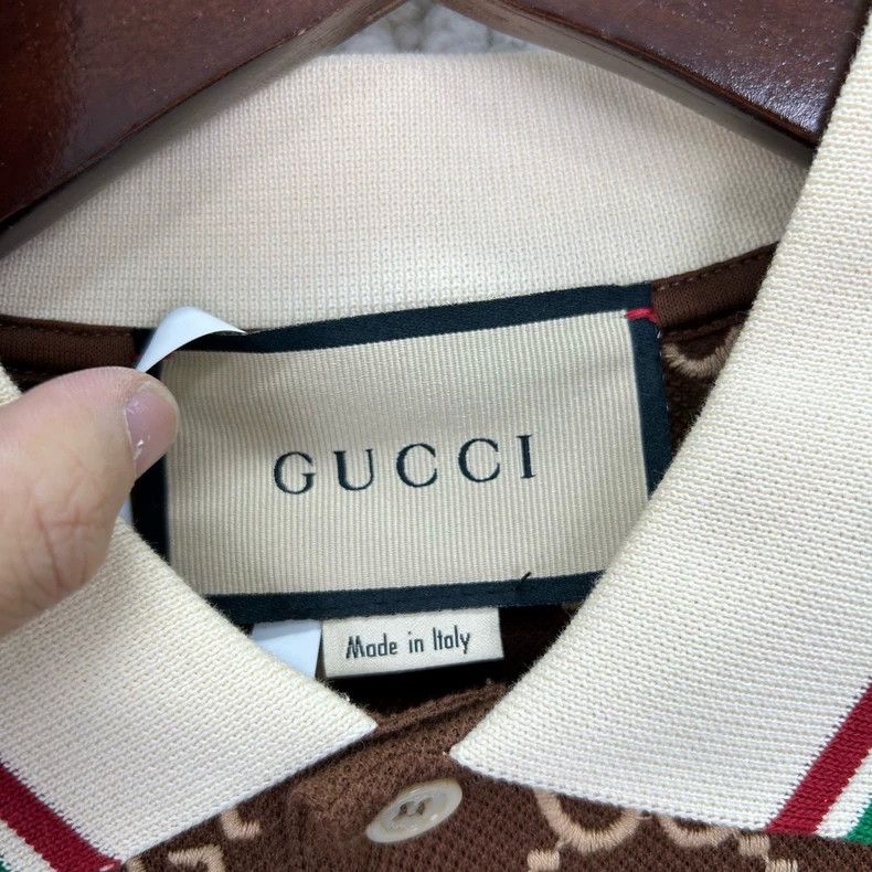 Gucci Gucci Coffee-colored full-print polo shirt Size US S / EU 44-46 / 1 - 3 Thumbnail