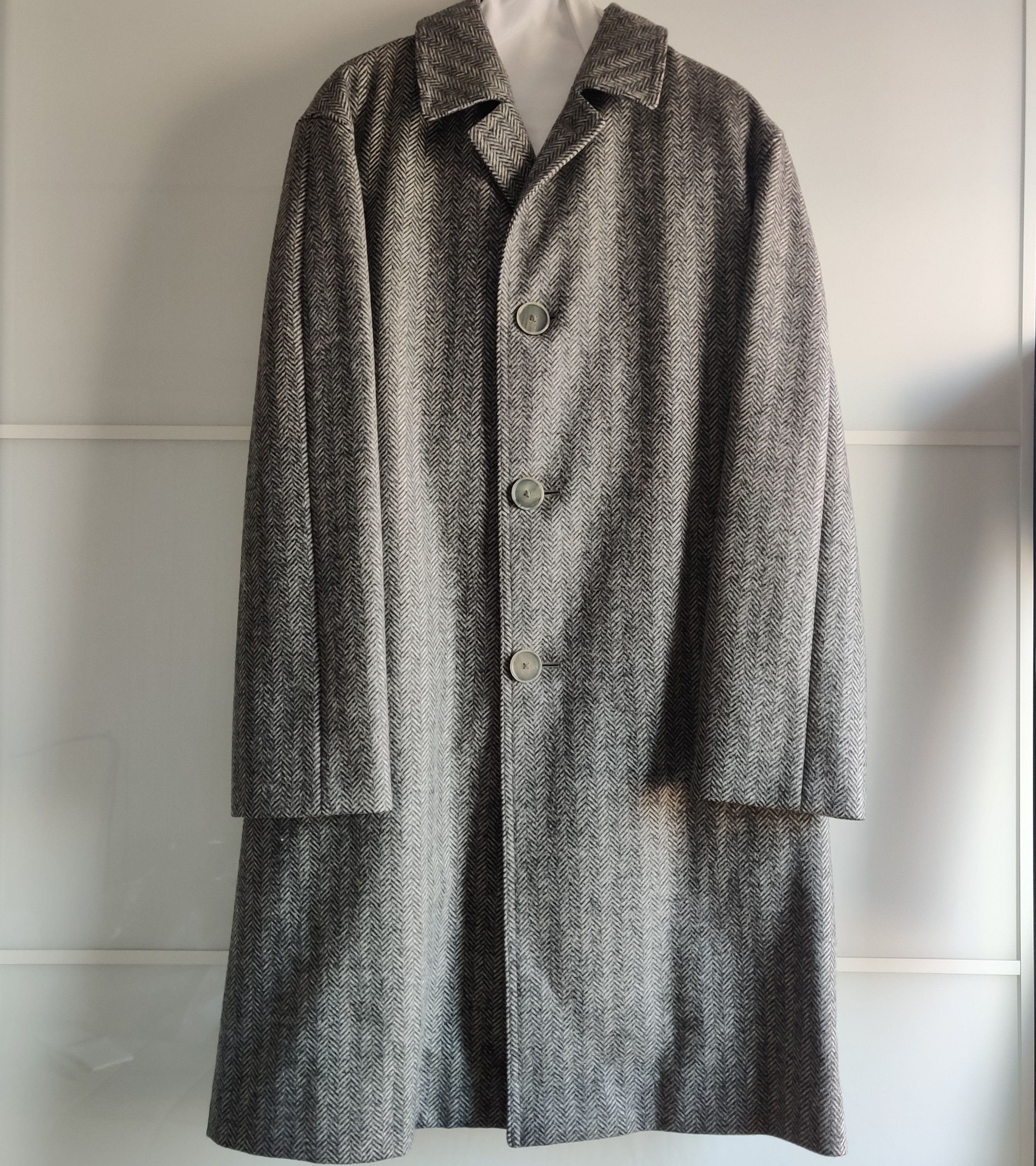 Japanese Brand Coherence Monocle Chevron Tweed Jersey Mac Coat XS | Grailed