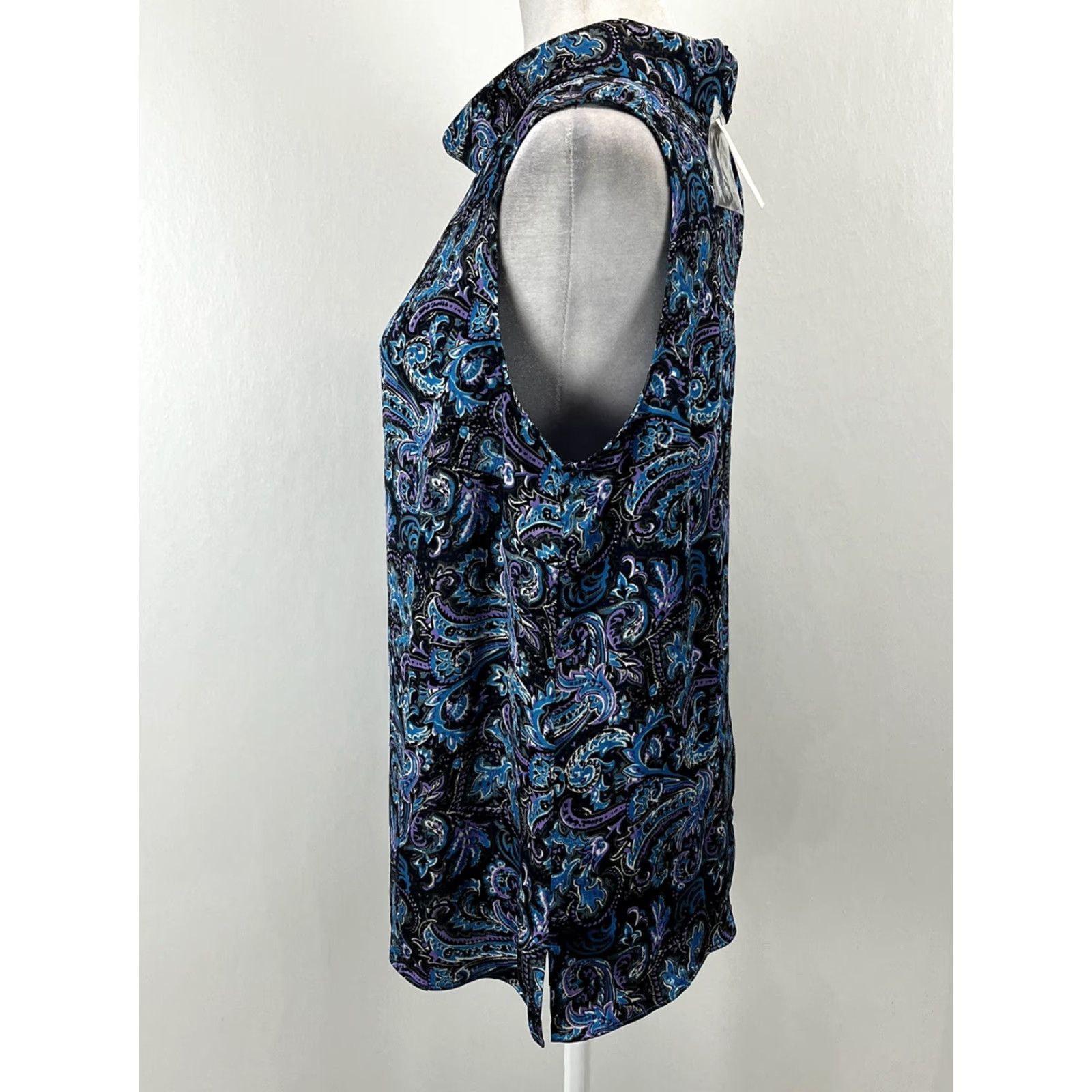 Talbots Talbots Blouse Top Womens 12 Sleeveless Funnel Neck Polyester Multicolor Classic Paisley Shirt Size XL / US 12-14 / IT 48-50 - 2 Thumbnail