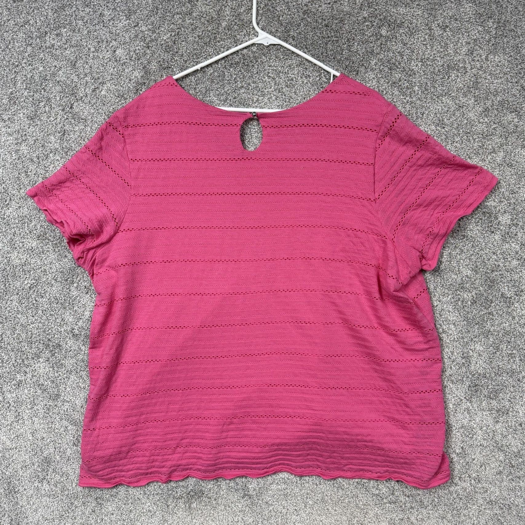 Vintage VINTAGE CJ Banks T-Shirt Womens 3X Plus Pink Eyelet Textured Stripe Minimalist Boho Size XXL / US 16-18 / IT 52-54 - 7 Thumbnail