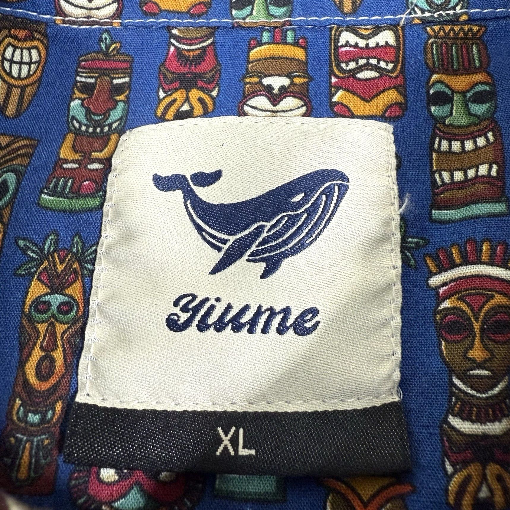 Vintage Yiume Shirt Men XL Blue Hawaiian Tiki Button Up Floral Short Sleeve Beach Preppy Casual Travel Navy Marine Tropical Size US XL / EU 56 / 4 - 6 Thumbnail