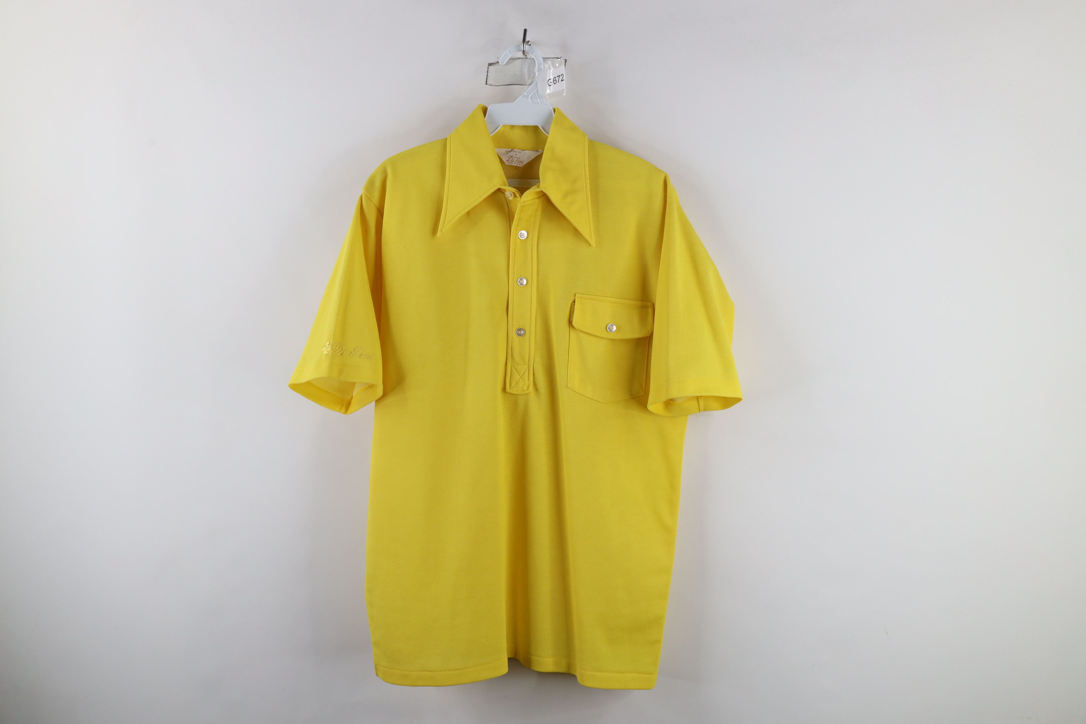 Vintage Vintage 60s 70s Streetwear Collared Pocket Polo Yellow USA Size US L / EU 52-54 / 3 - 1 Thumbnail
