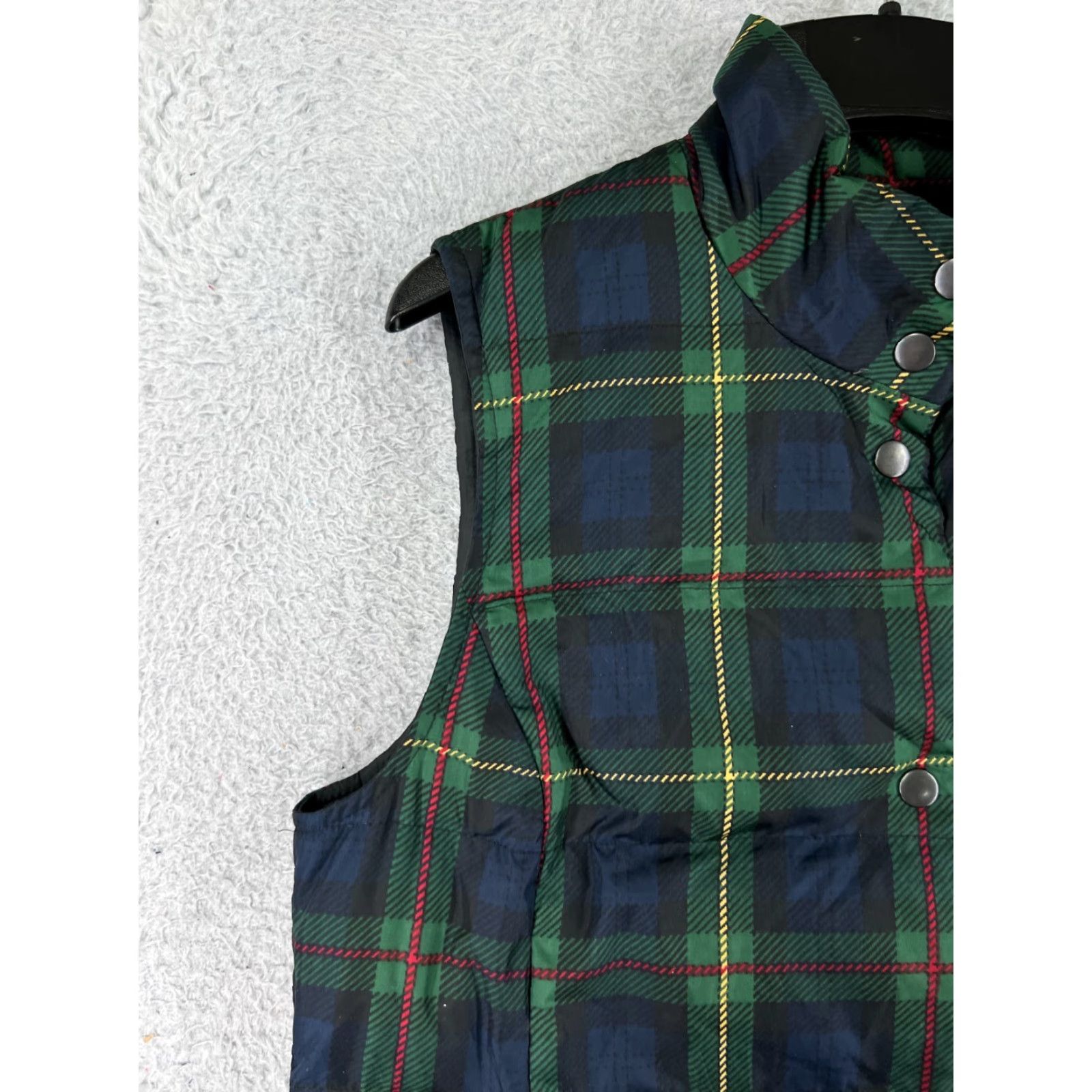 J. Jill J Jill Vest Shirt Womens Small Blue Plaid Insulated Down Mock Neck Zip Button Up Casual Fall Spring Mens Women Size S / US 4 / IT 40 - 6 Thumbnail