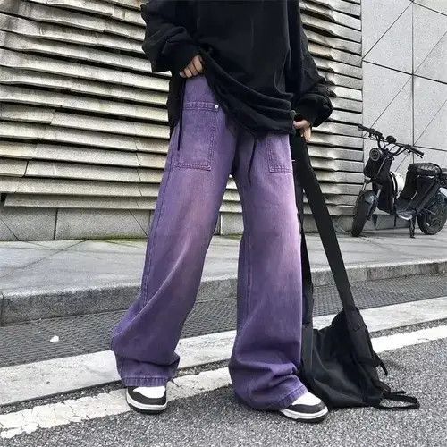 Japanese Brand × Jean Straight Baggy Purple Jeans Size US 35 - 1 Thumbnail