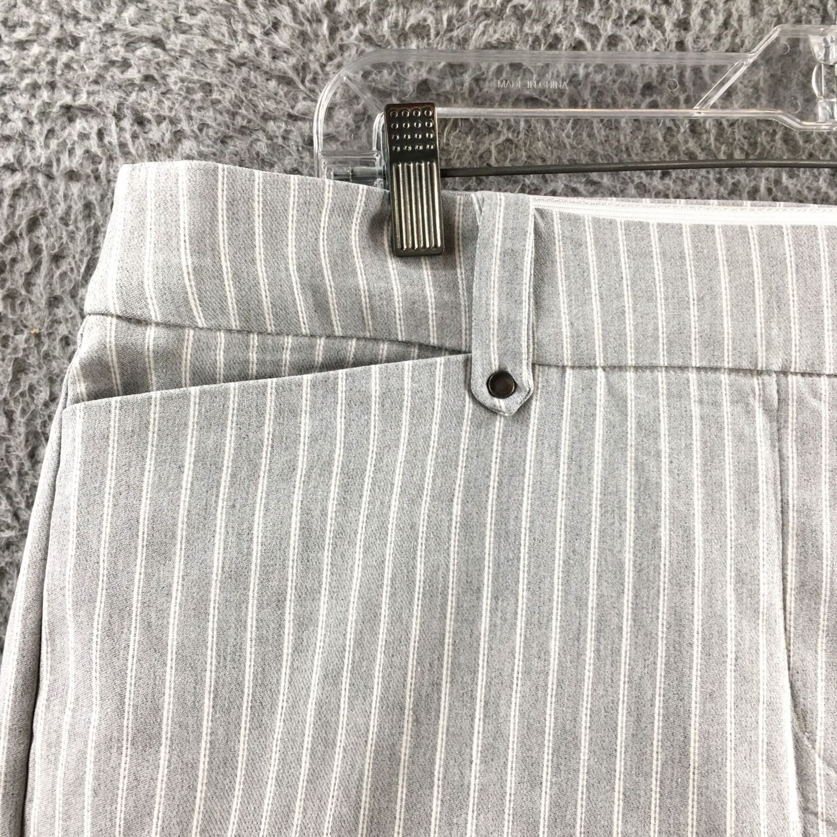 Vintage Maurices Pull On Skinny Ankle Pants Womens XXL Long Gray Striped Mid Rise NEW Size 40" / US 18 - 3 Thumbnail
