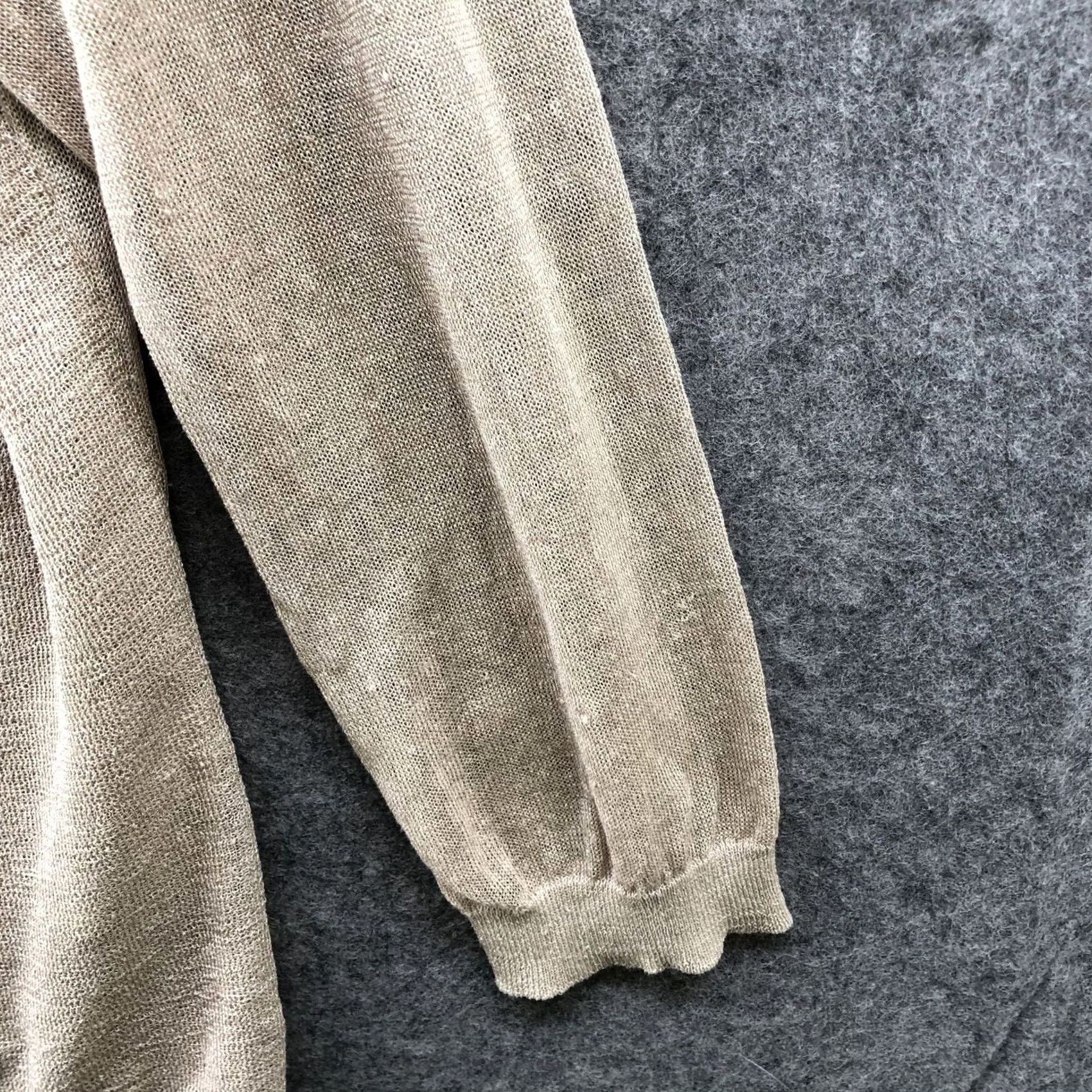 Ann Taylor Anne Klein Linen Blend Cardigan Womens XL Beige Open Knit Ruffle Front Hook Size XL / US 12-14 / IT 48-50 - 5 Thumbnail