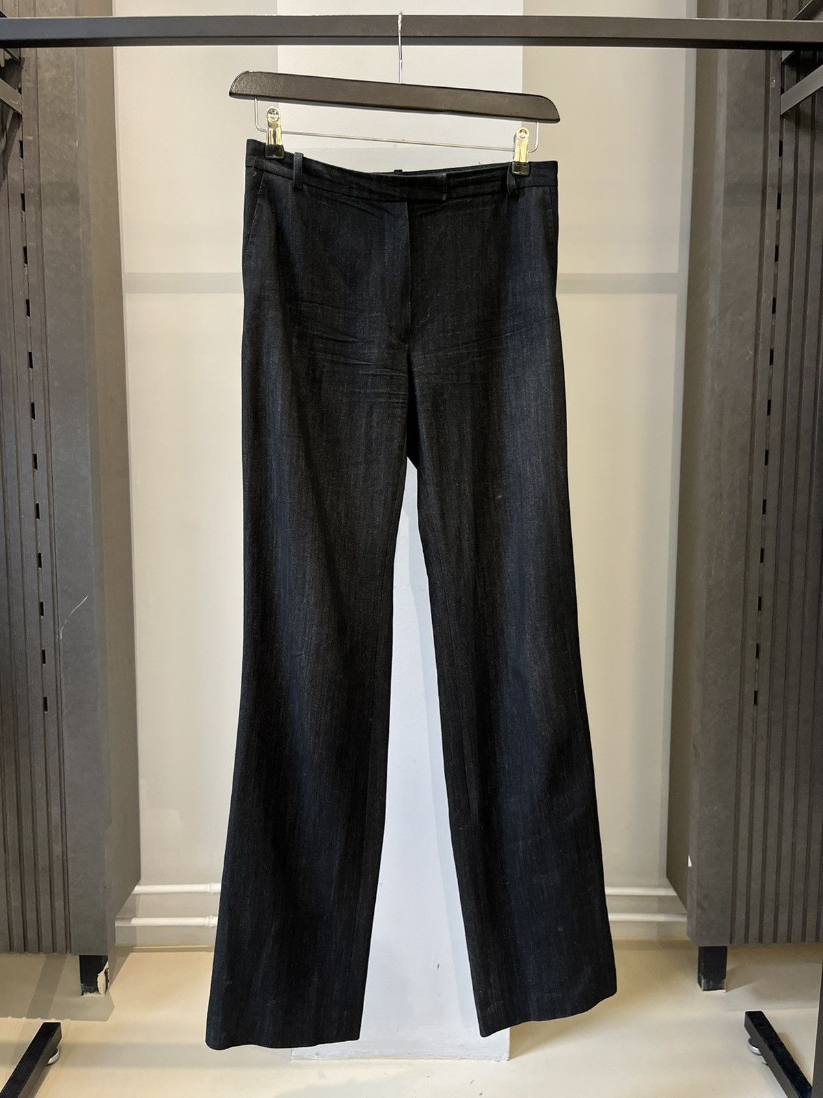 image of Ann Demeulemeester Vintage Wool Dark Grey Pants, Women's (Size 26)