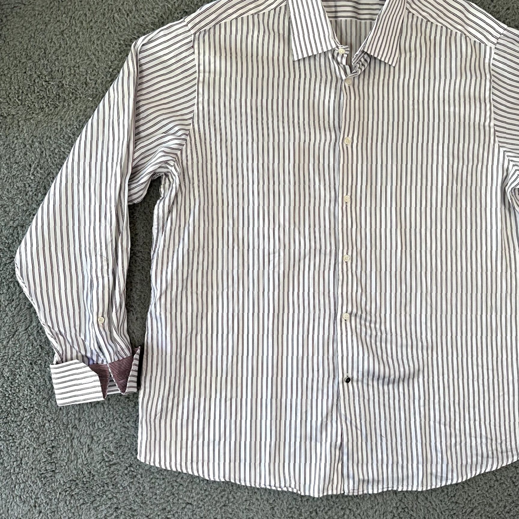 Ben Sherman Ben Sherman Dress Shirt Men XL Multicolor Striped Button Up Long Sleeve Cuffed Size 46R - 4 Thumbnail