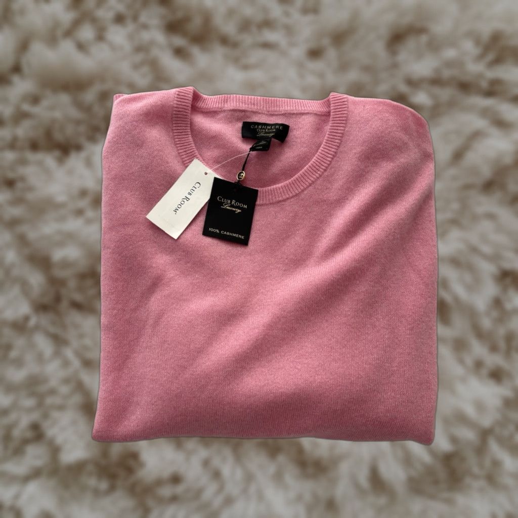 VINTAGE Club Room Cashmere Sweater Mens XL Pink Crewneck Pullover Fall Winter NWT