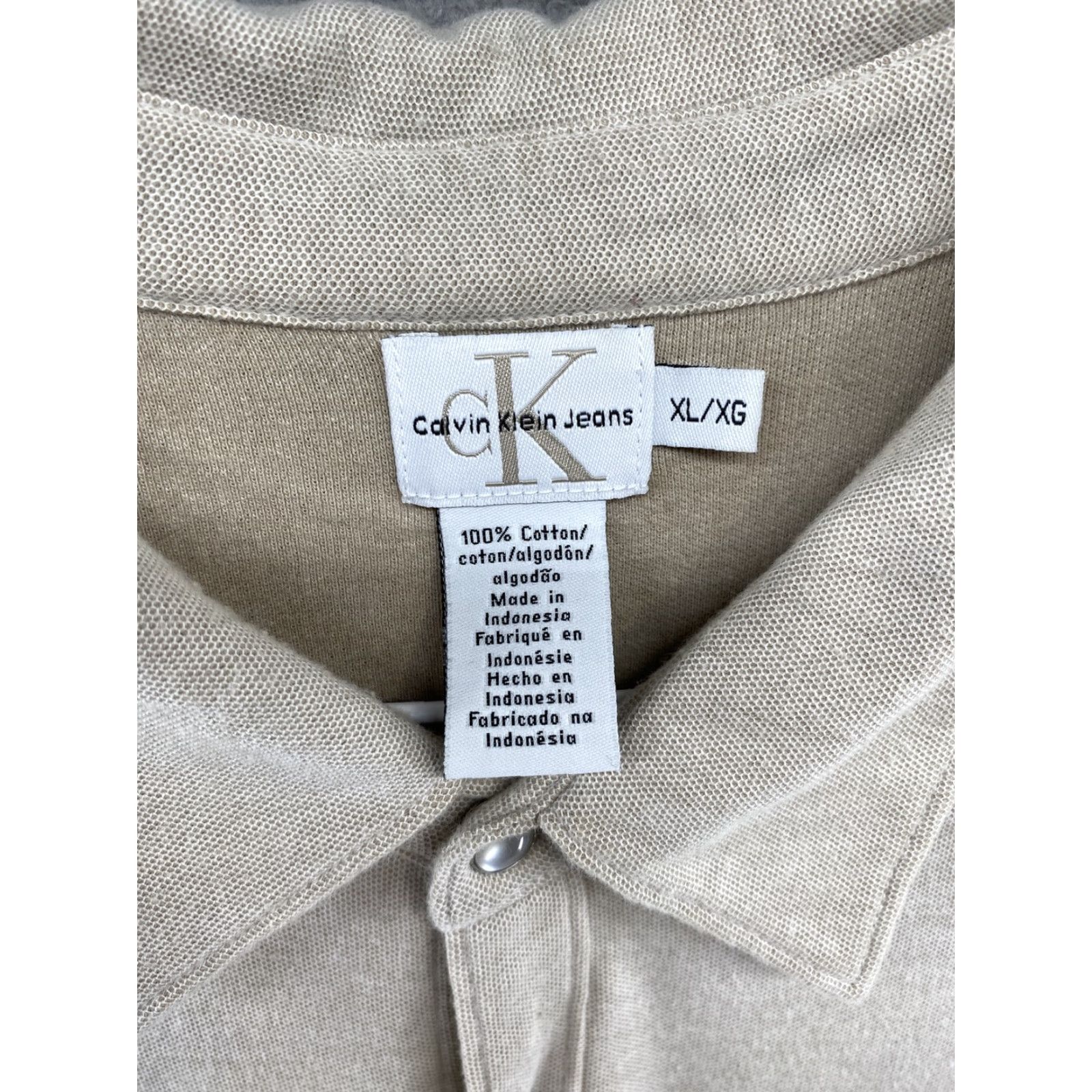 Calvin Klein Calvin Klein Jeans Short Sleeve Pearl Snap Down Shirt Men’s XL Beige Button-Up Casual Size US XL / EU 56 / 4 - 2 Thumbnail
