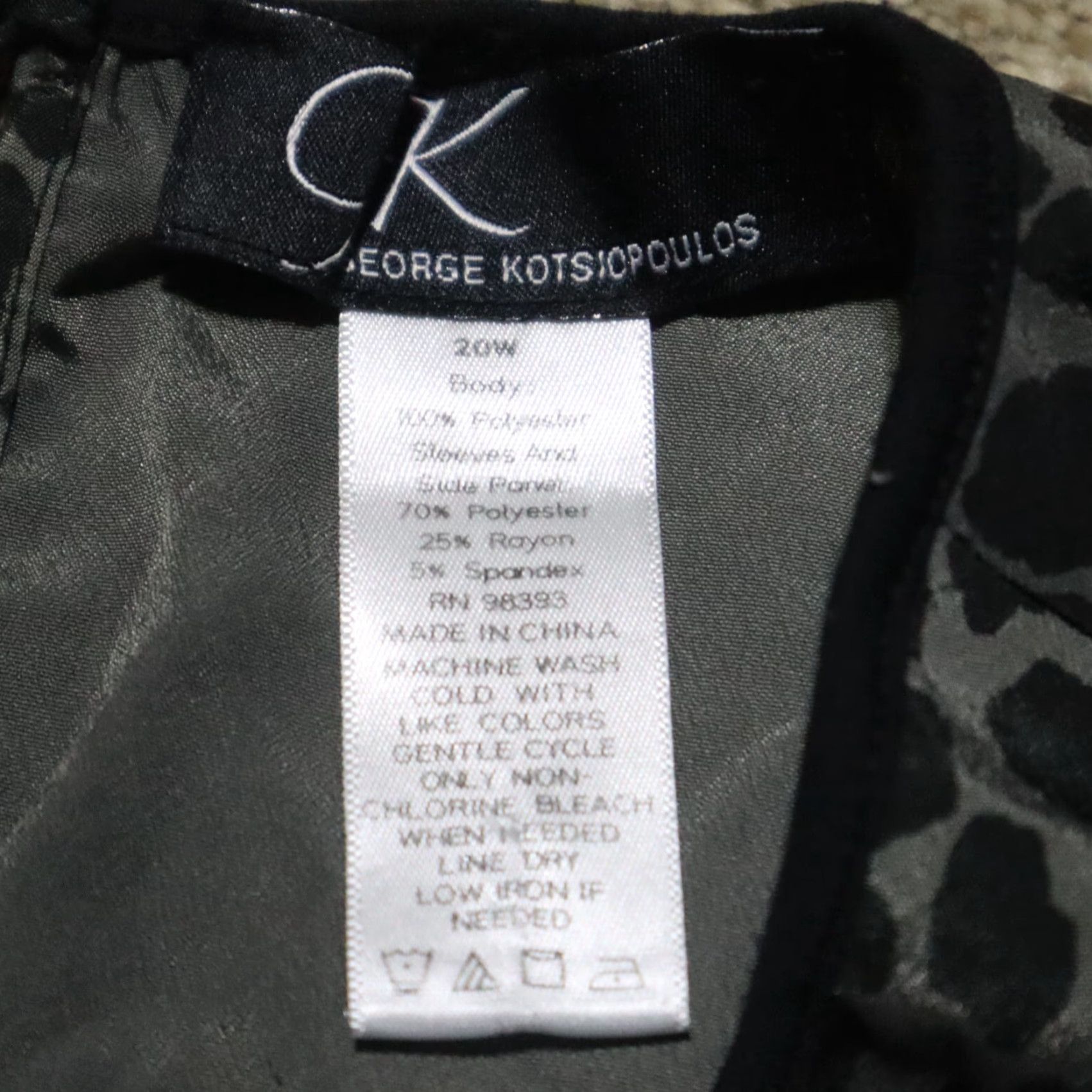 George GK George Kotsiopoulos Women's Animal Print Black Gray Long Sleeve Top 20W Shirt, Scoop Neck, Work, Casual, Fall, Regular Size 20, Women's GK shirt Size 3XL / US 20-22 - 2 Thumbnail