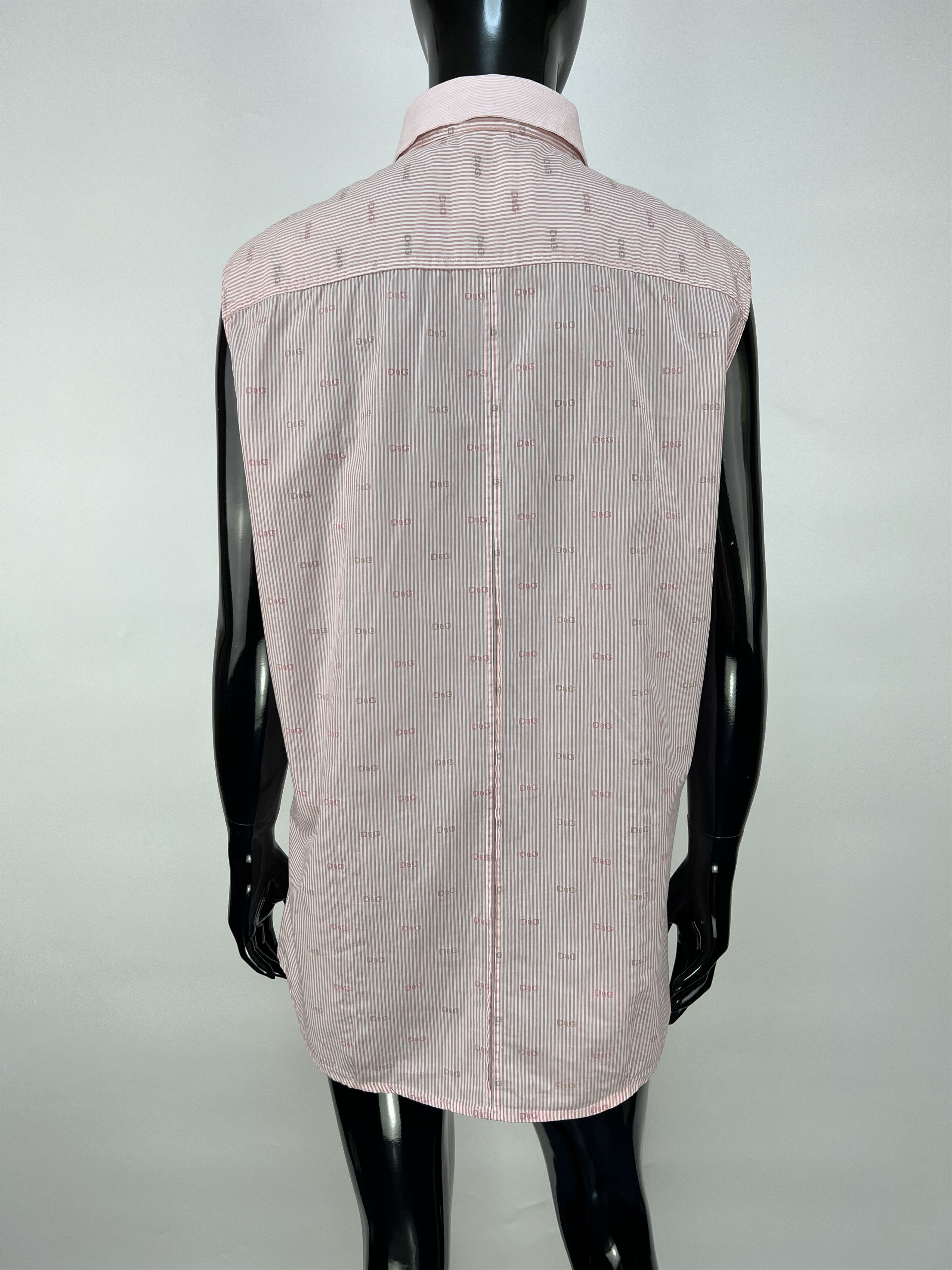 Dolce & Gabbana Dolce Gabbana Logo Sleeveless Stripe Button Up Shirt Size US L / EU 52-54 / 3 - 3 Thumbnail