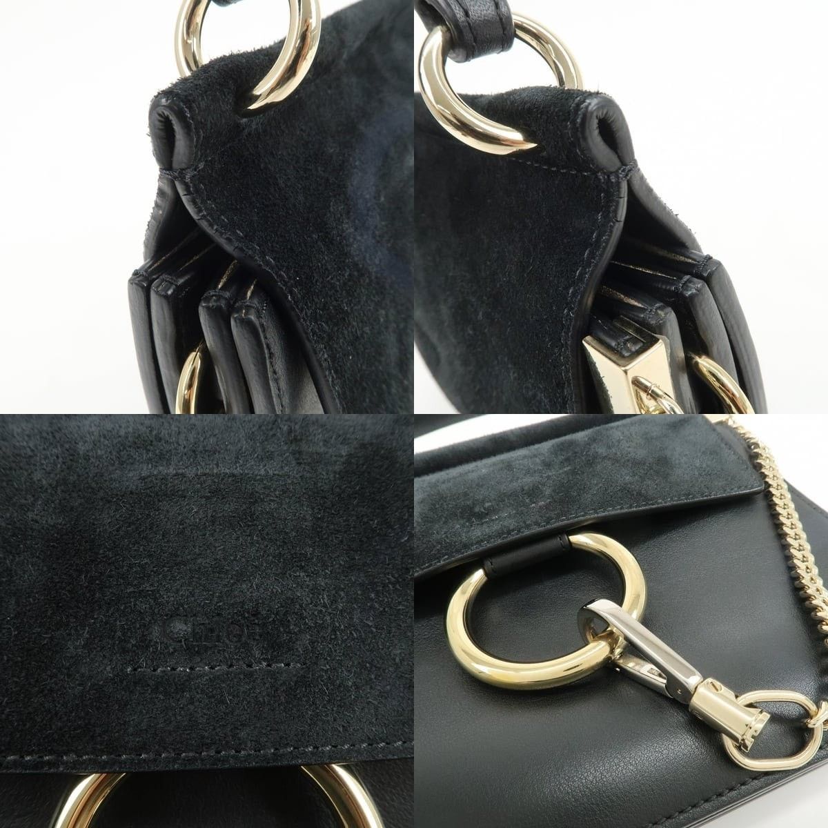 Chloe Chloe Faye Suede & Leather Top Handle Bag Black Size ONE SIZE - 6 Thumbnail