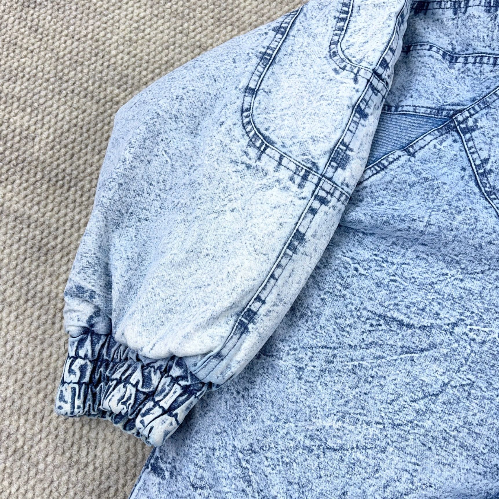 Denime VINTAGE Weathered Blues Denim Jacket Women 20W Casual Bomber Coat Fall Winter Spring Oversized Blue 80s 90s Size 3XL / US 20-22 - 7 Thumbnail