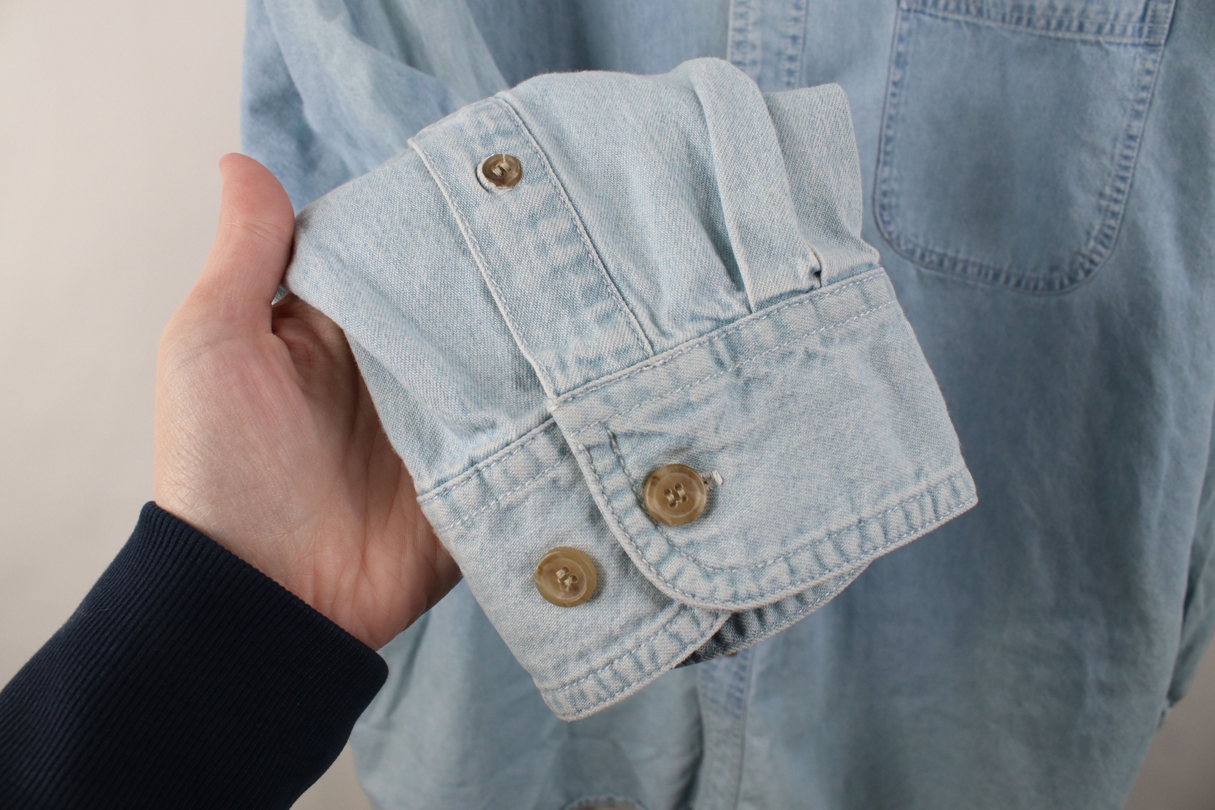 Vintage Vintage 90s Streetwear Collared Denim Jean Button Down Shirt Size US XXL / EU 58 / 5 - 8 Thumbnail