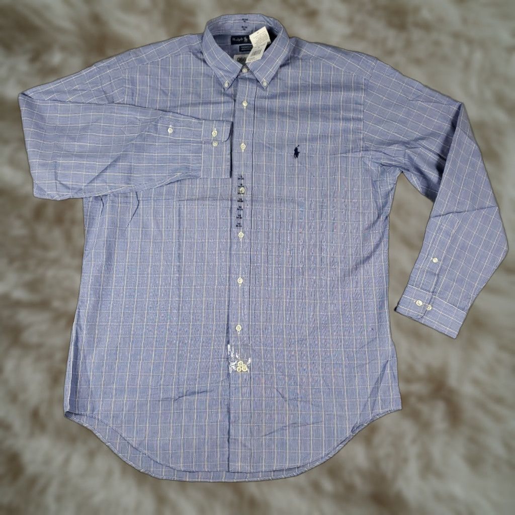 Ralph Lauren Ralph Lauren Shirt Mens 16 Blue Plaid Yarmouth Pony Dress Button Up Shirt Size 42R - 1 Thumbnail