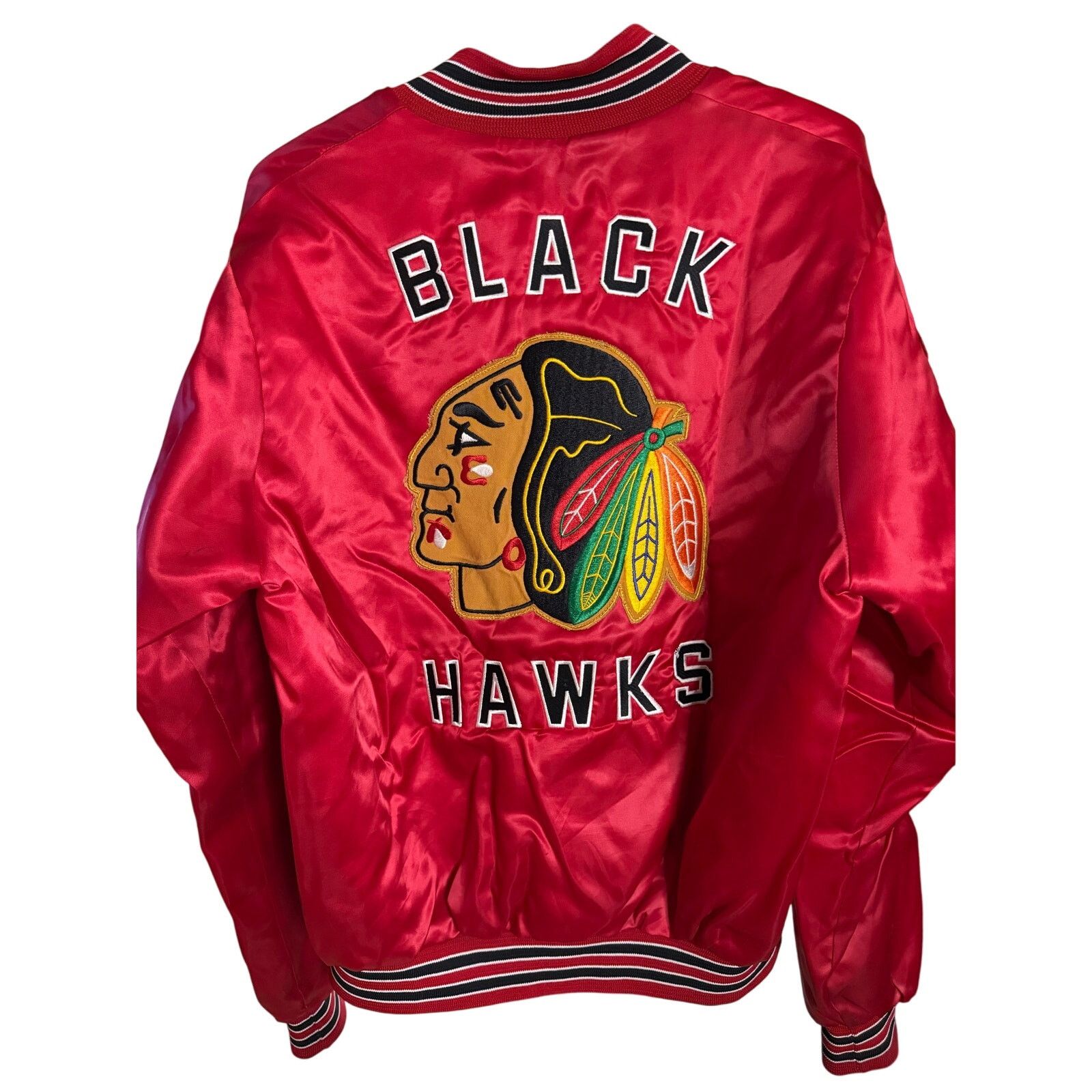 NHL Vintage Chicago Blackhawks Satin Bomber Jacket Size US M / EU 48-50 / 2 - 2 Thumbnail