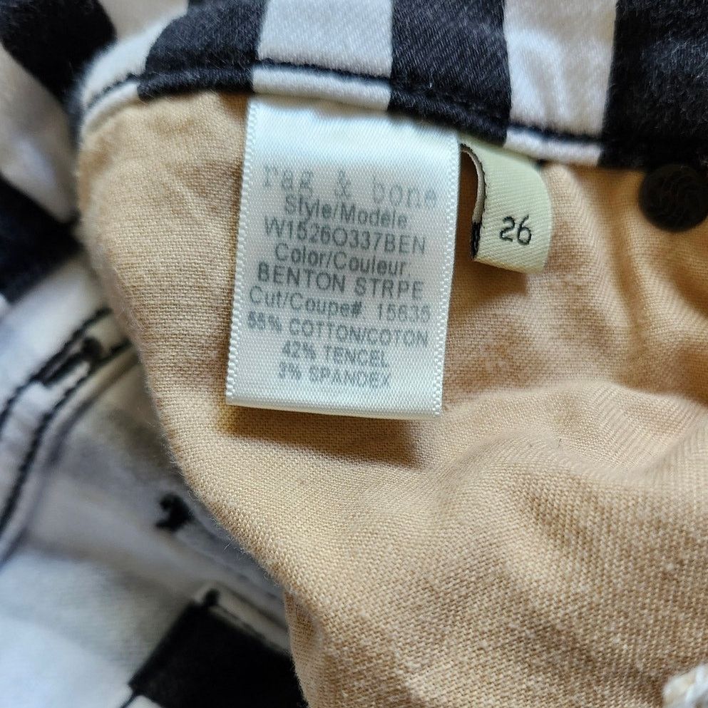 Rag & Bone Rag & Bone Black & White Striped Capri Jeans Sz 26 Size 26" / US 2 / IT 38 - 8 Thumbnail