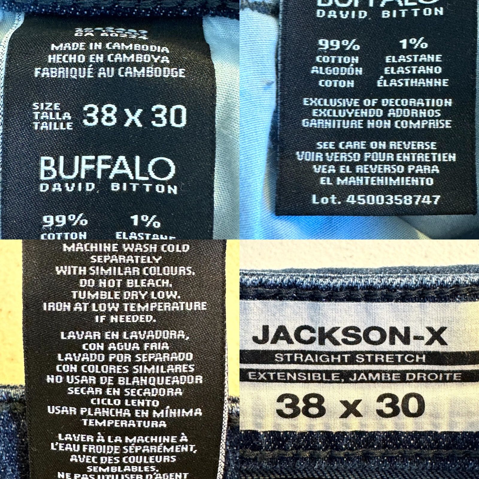 Denime Buffalo Jackson X Jeans Men’s 38x30 Blue Denim Stretch Straight Leg Jackson-X Jeans Size US 38 / EU 54 - 9 Thumbnail