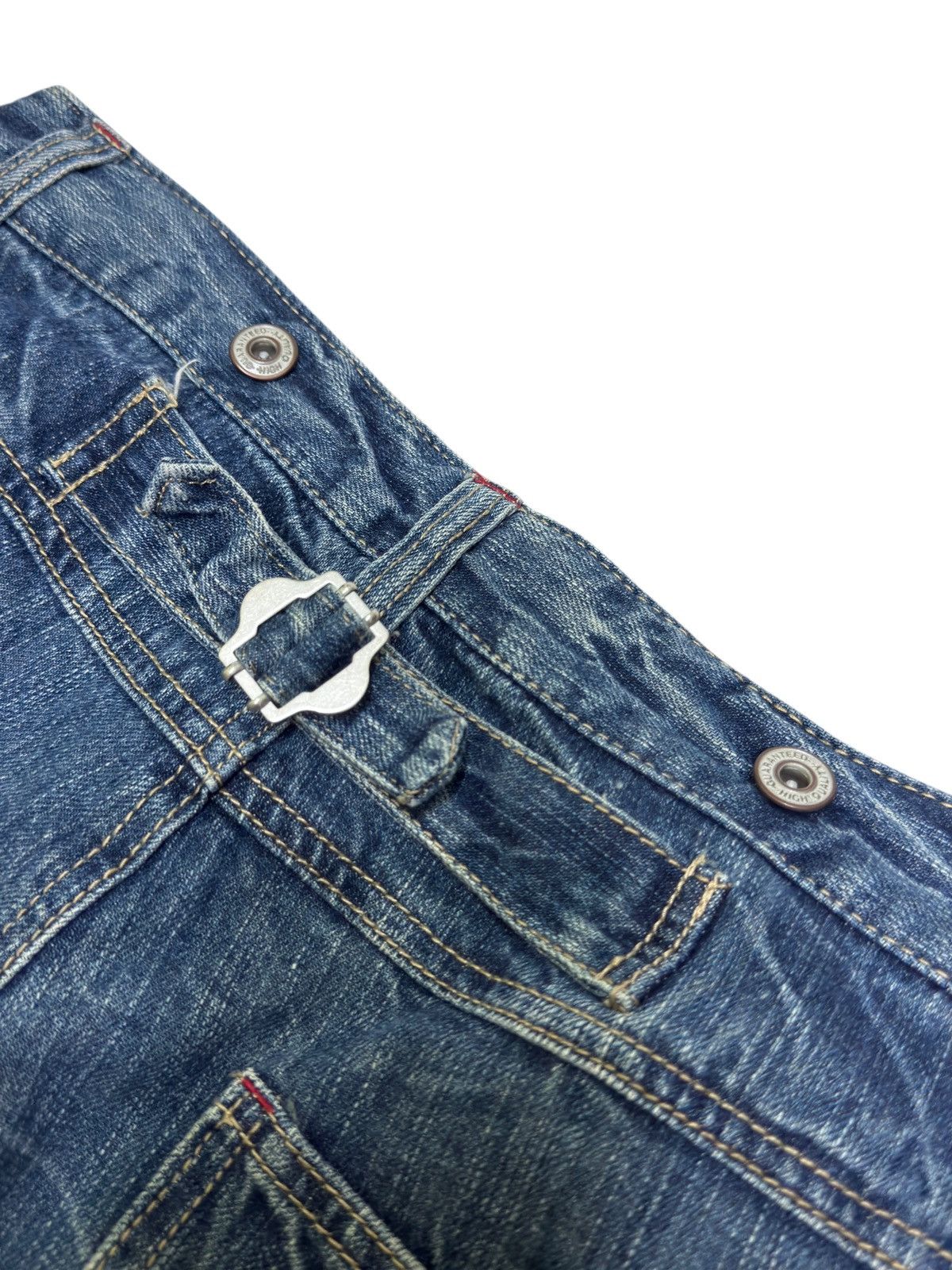 Hysteric Glamour Distressed Denim Back Buckle Heavy Ripped Blue Jeans Size US 31 - 12 Thumbnail