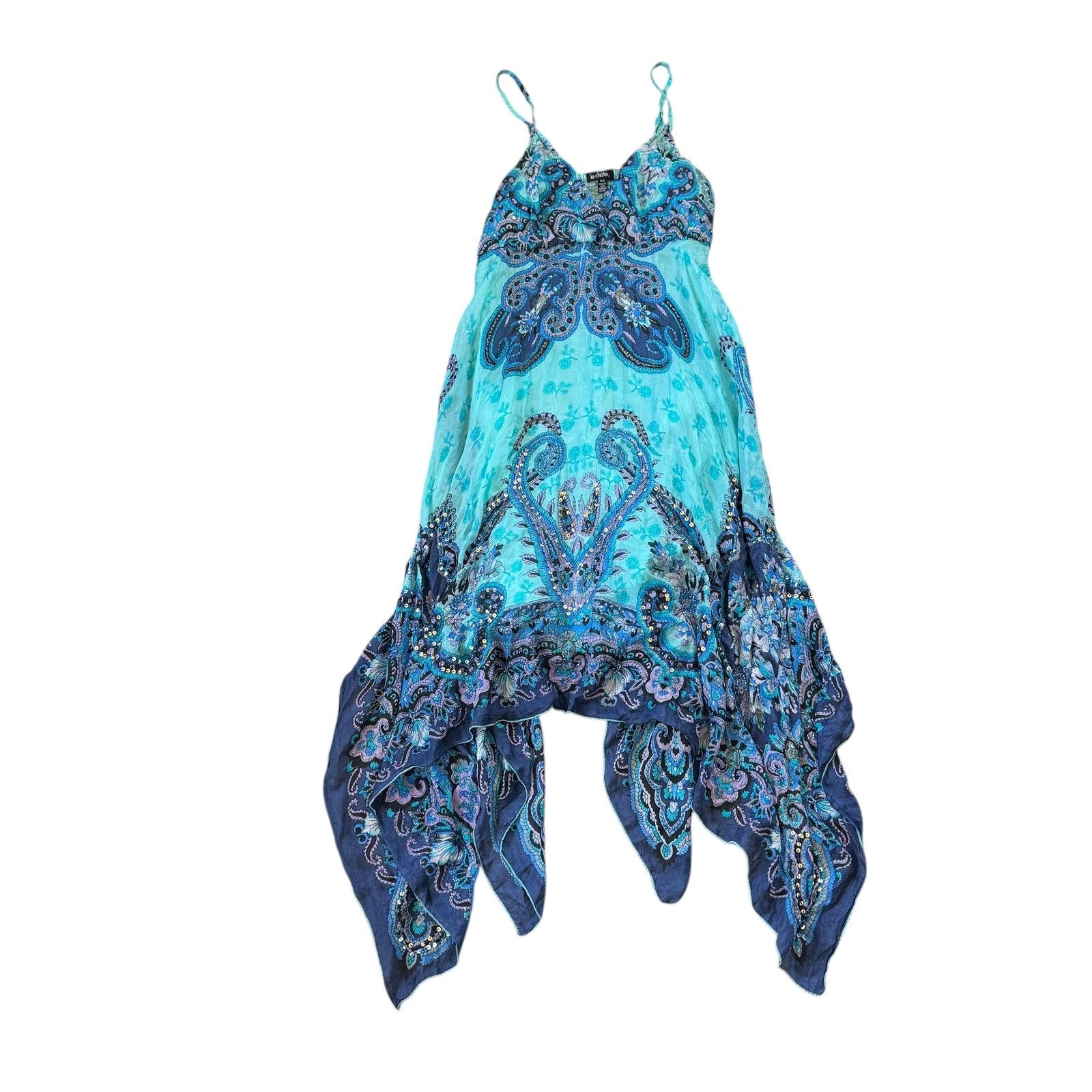 Le Chateau Vintage Silk Beaded Sequin Fairy Midi Dress