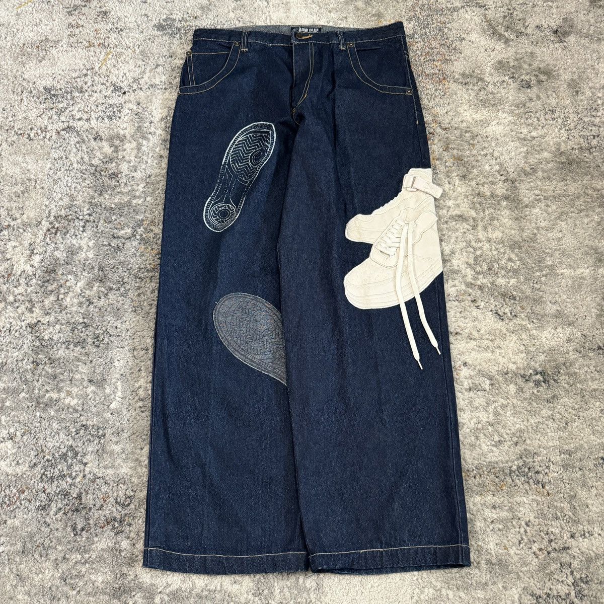 JNCO × Vintage Crazy Vintage y2k Raw Blue Air five 1 style sneaker jeans Size US 38 / EU 54 - 4 Thumbnail